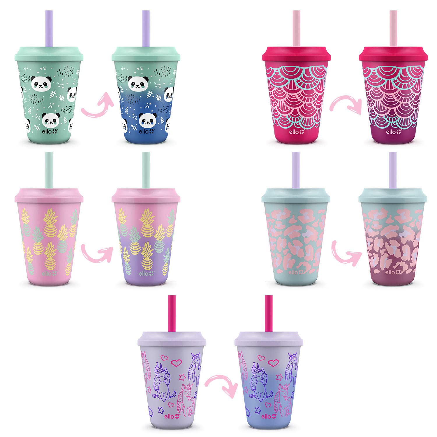 Foto 4 pulgar | Vasos Ello Kids De Plástico Reutilizables Que Cambian De Color, 350 Ml, Paquete De 10 - Venta Internacional.