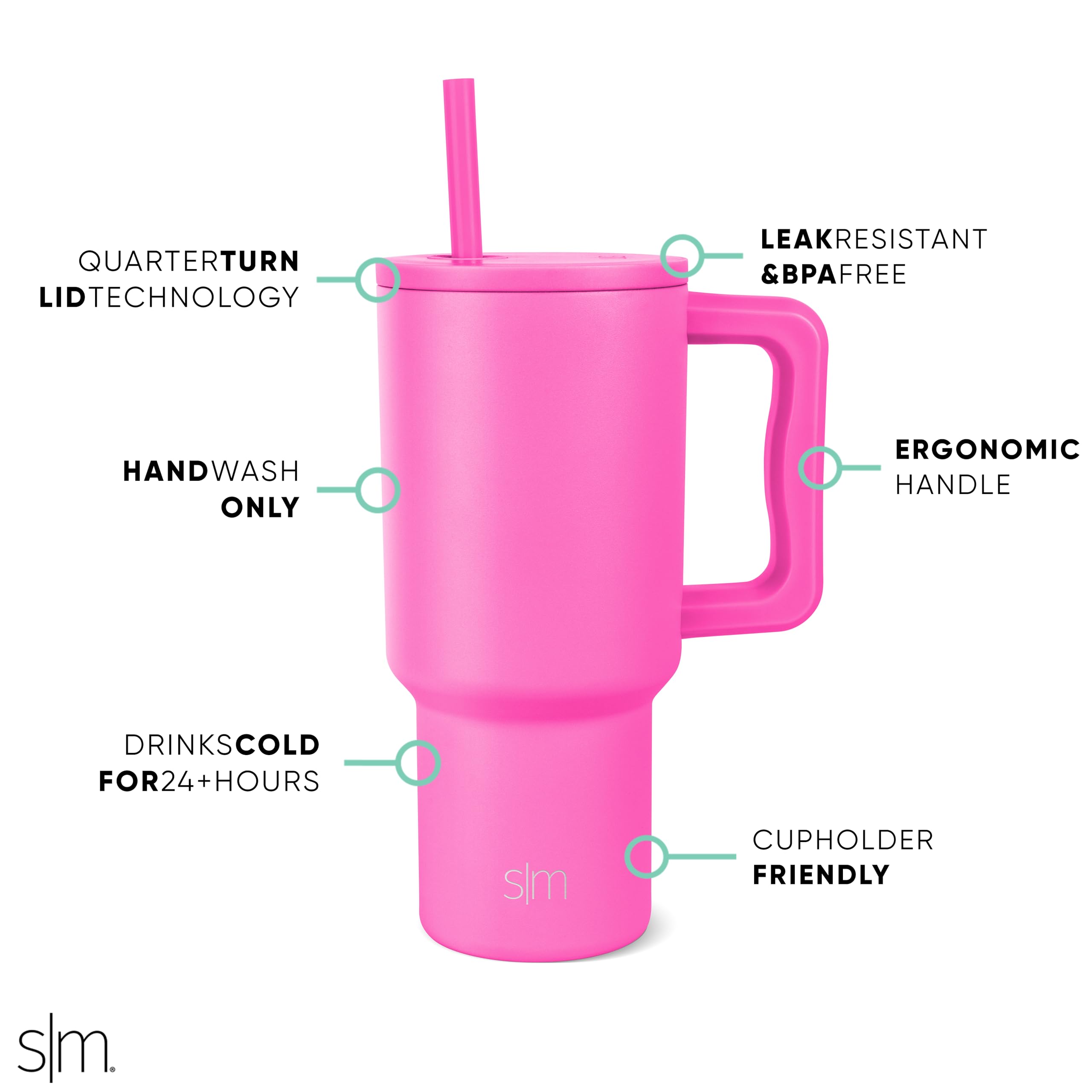 Foto 3 pulgar | Vaso Simple Modern Trek De 900 Ml Con Asa Y Tapa Con Pajita De Acero - Venta Internacional.
