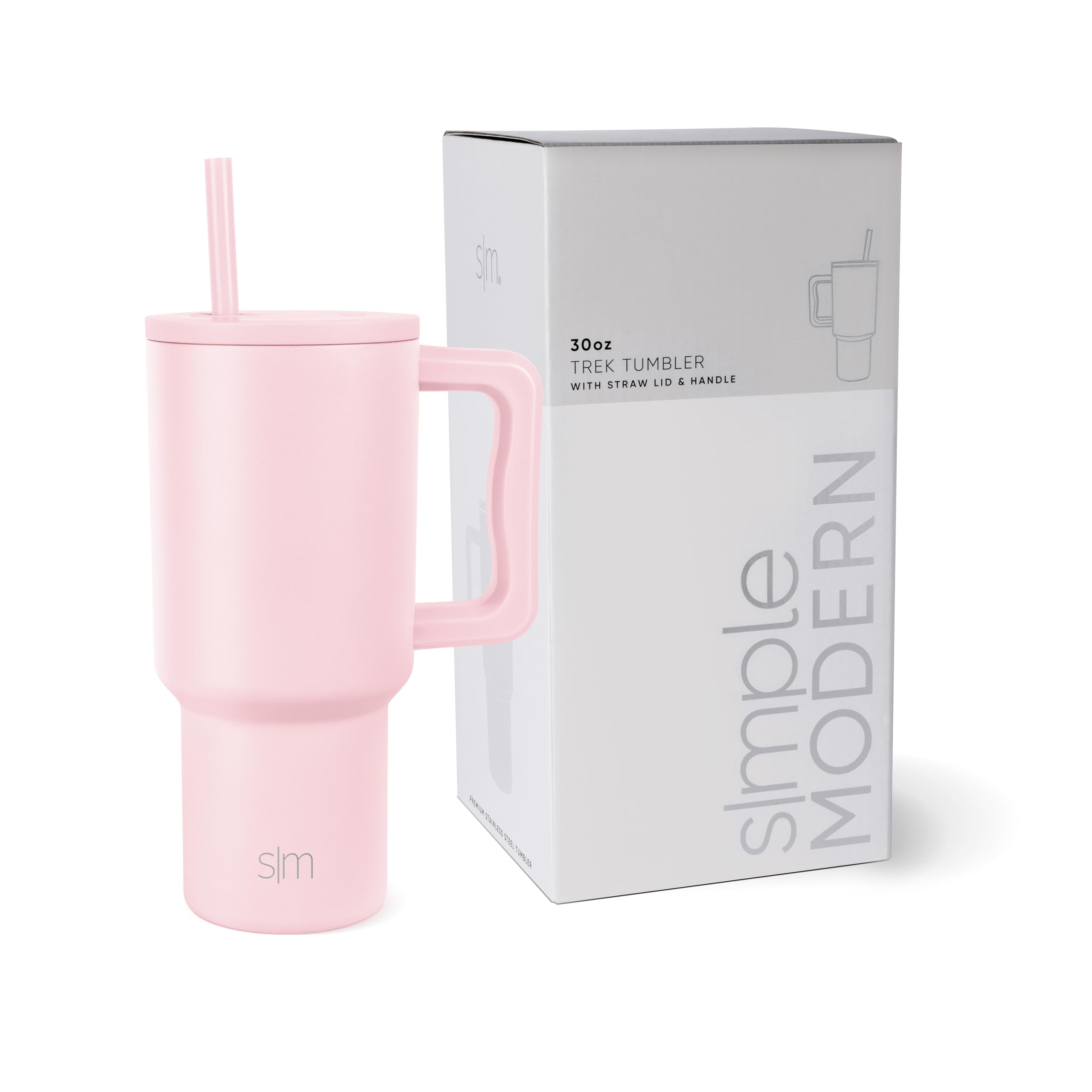 Vaso Simple Modern Trek De 900 Ml Con Asa Y Tapa Con Pajita De Acero - Venta Internacional.