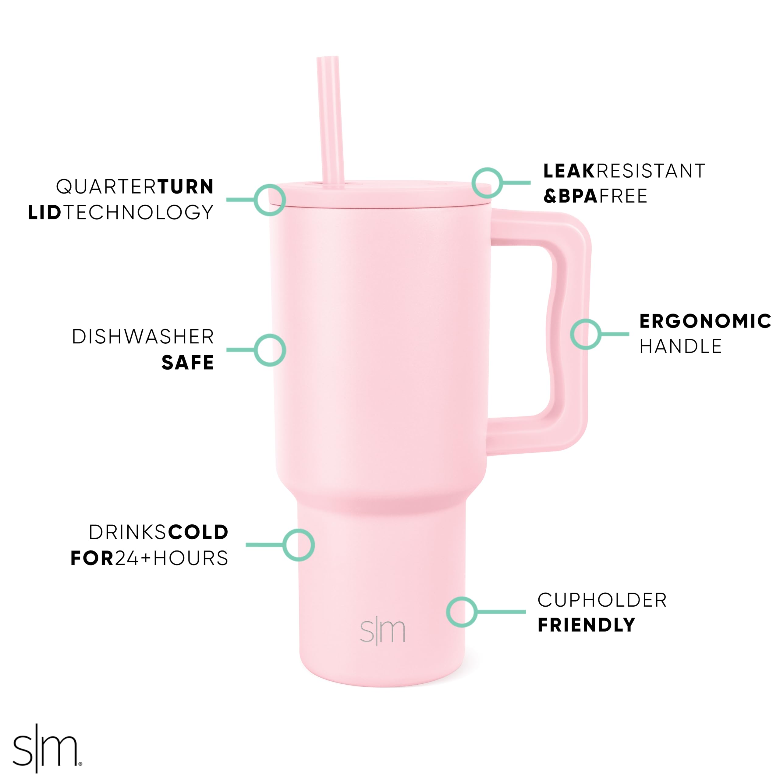 Foto 2 | Vaso Simple Modern Trek De 900 Ml Con Asa Y Tapa Con Pajita De Acero - Venta Internacional.