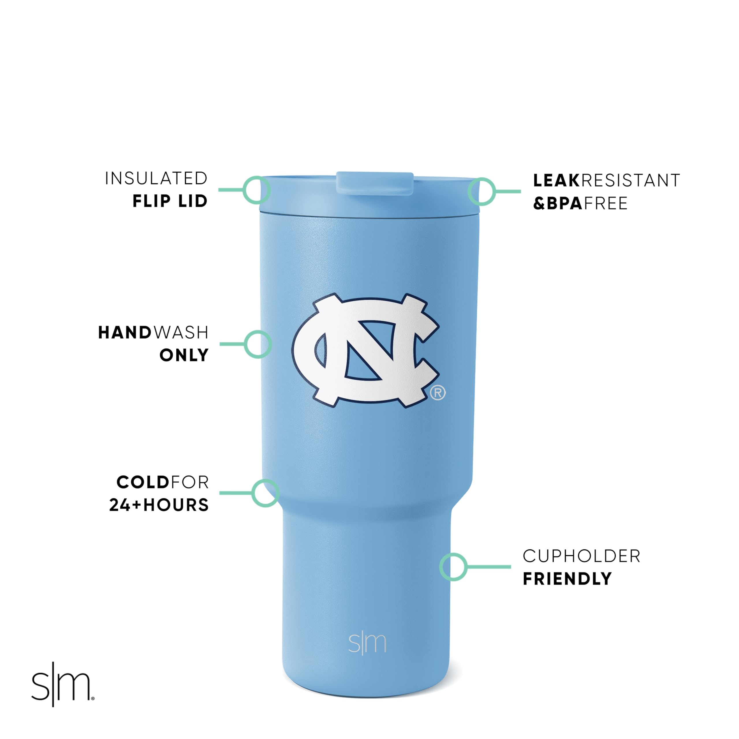 Foto 3 pulgar | Vaso Sencillo, Moderno, De Carolina Del Norte, Tar Heels, 900 Ml - Venta Internacional.