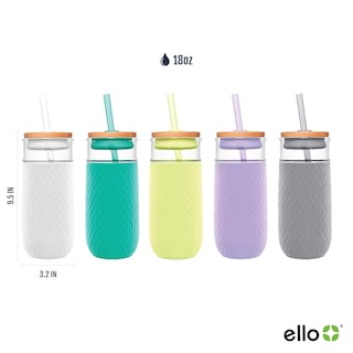 Foto 3 | Vaso De Vidrio Ello Devon 530 Ml Con Tapa De Paja De Bambú, Color Malva - Venta Internacional.