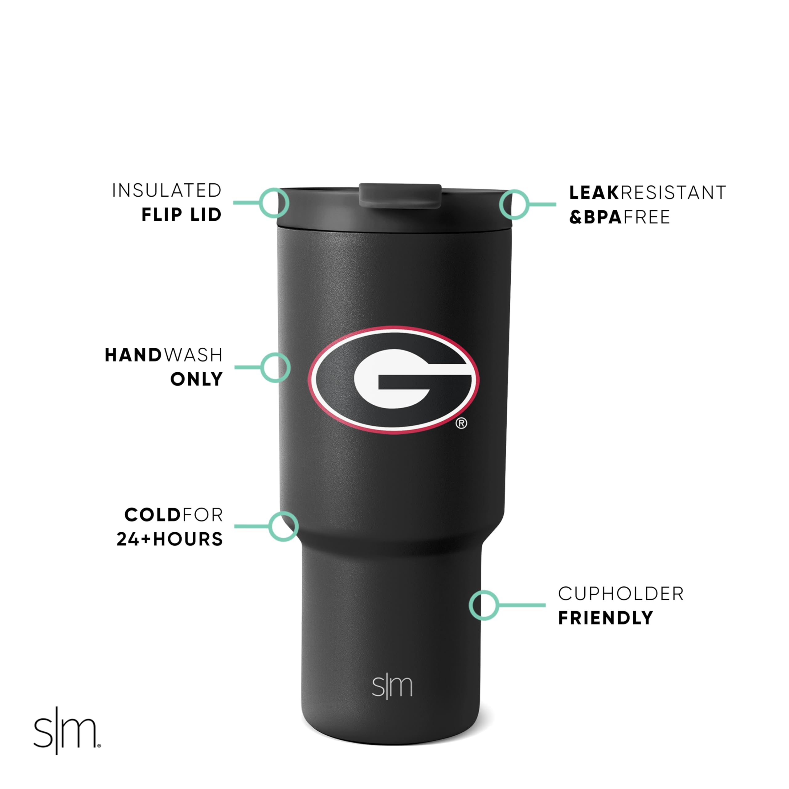 Foto 3 pulgar | Vaso Simple Modern Georgia Bulldogs De Acero Inoxidable De 900 Ml - Venta Internacional.