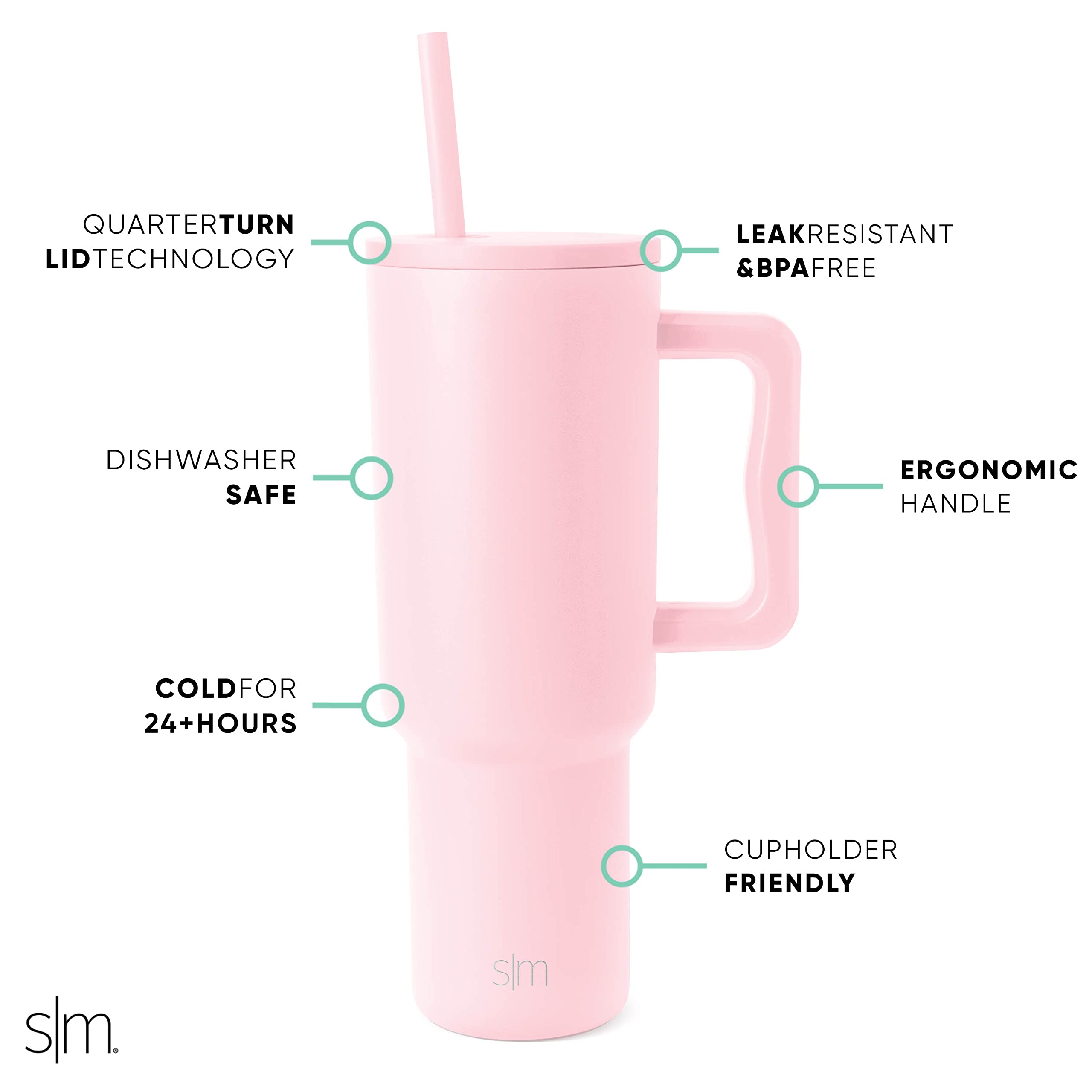 Foto 3 pulgar | Vaso Simple Modern Trek De 1,2 L Con Asa Y Tapa Con Pajita De Acero - Venta Internacional.