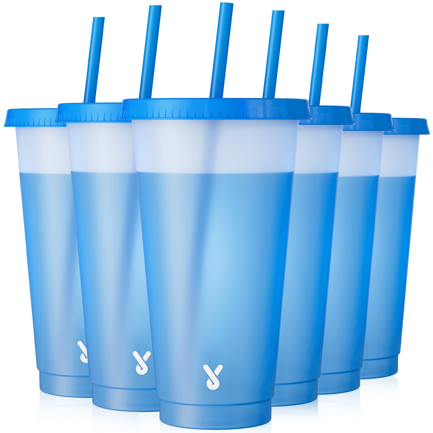 Vasos De Plástico Meoky De 700 Ml Con Tapas Y Pajitas, Paquete De 6, Que Cambian De Color - Venta Internacional.