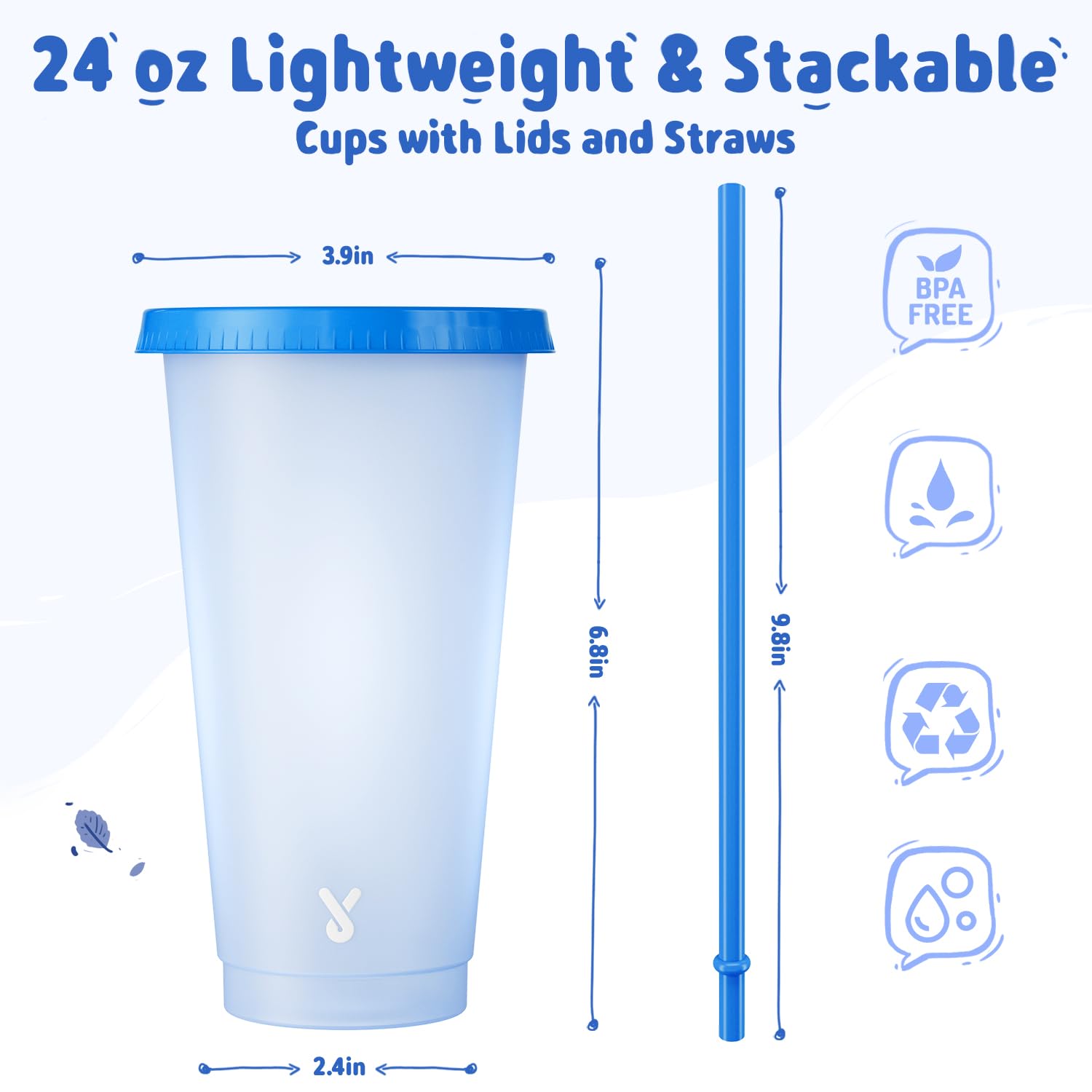 Foto 4 pulgar | Vasos De Plástico Meoky De 700 Ml Con Tapas Y Pajitas, Paquete De 6, Que Cambian De Color - Venta Internacional.