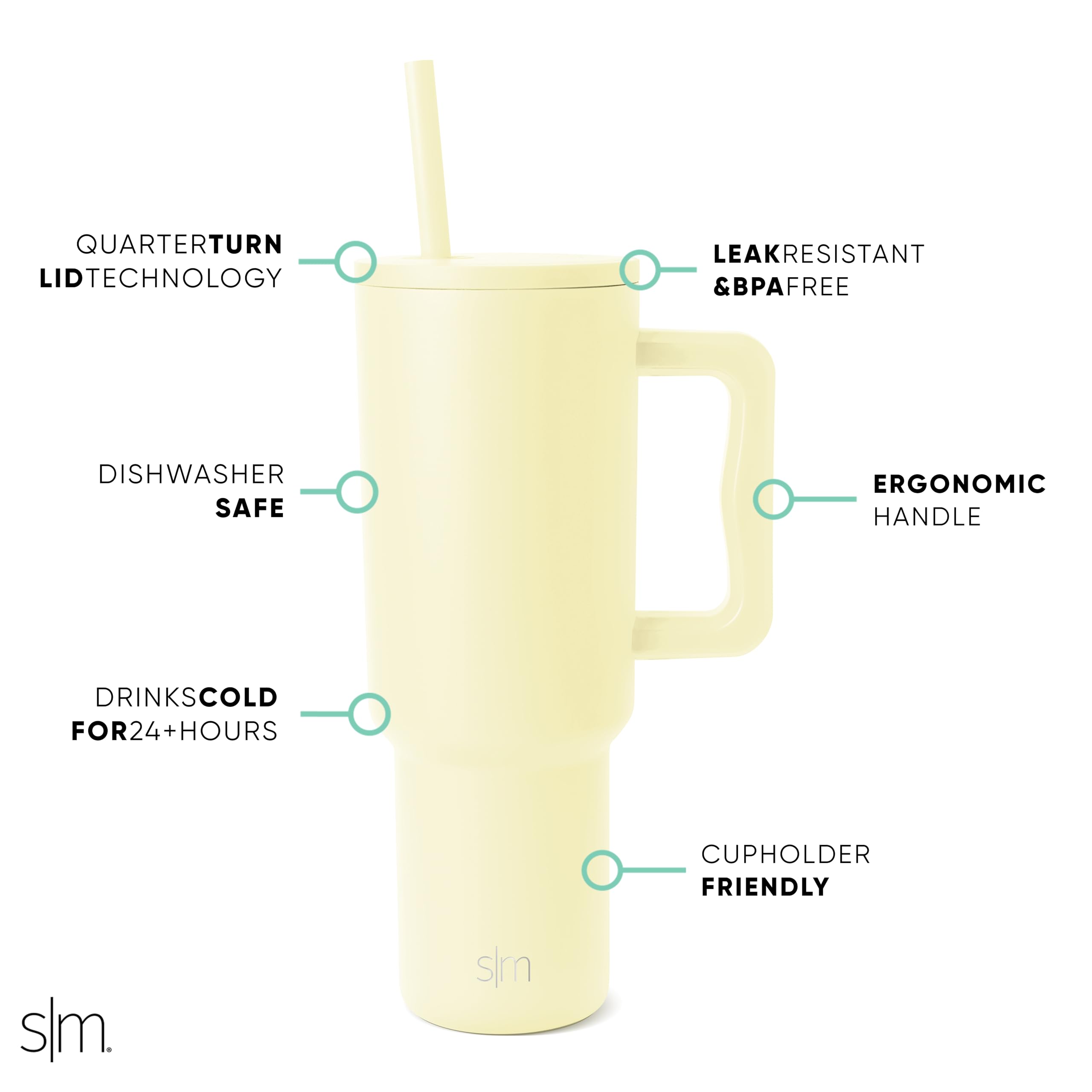 Foto 3 pulgar | Vaso Simple Modern Trek De 1,2 L Con Asa Y Tapa Con Pajita Ss - Venta Internacional.