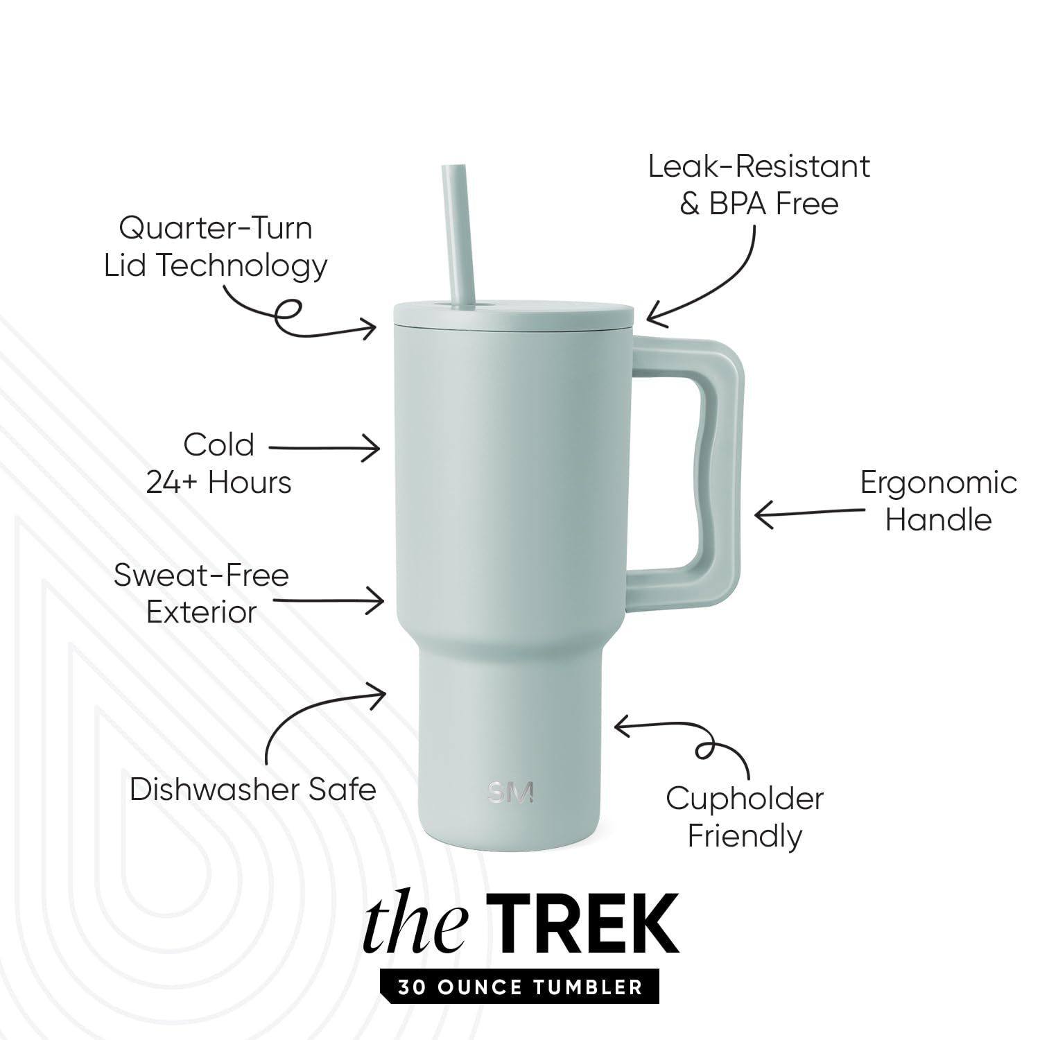 Foto 3 pulgar | Vaso Simple Modern Trek De 900 Ml Con Asa Y Tapa Con Pajita - Venta Internacional.