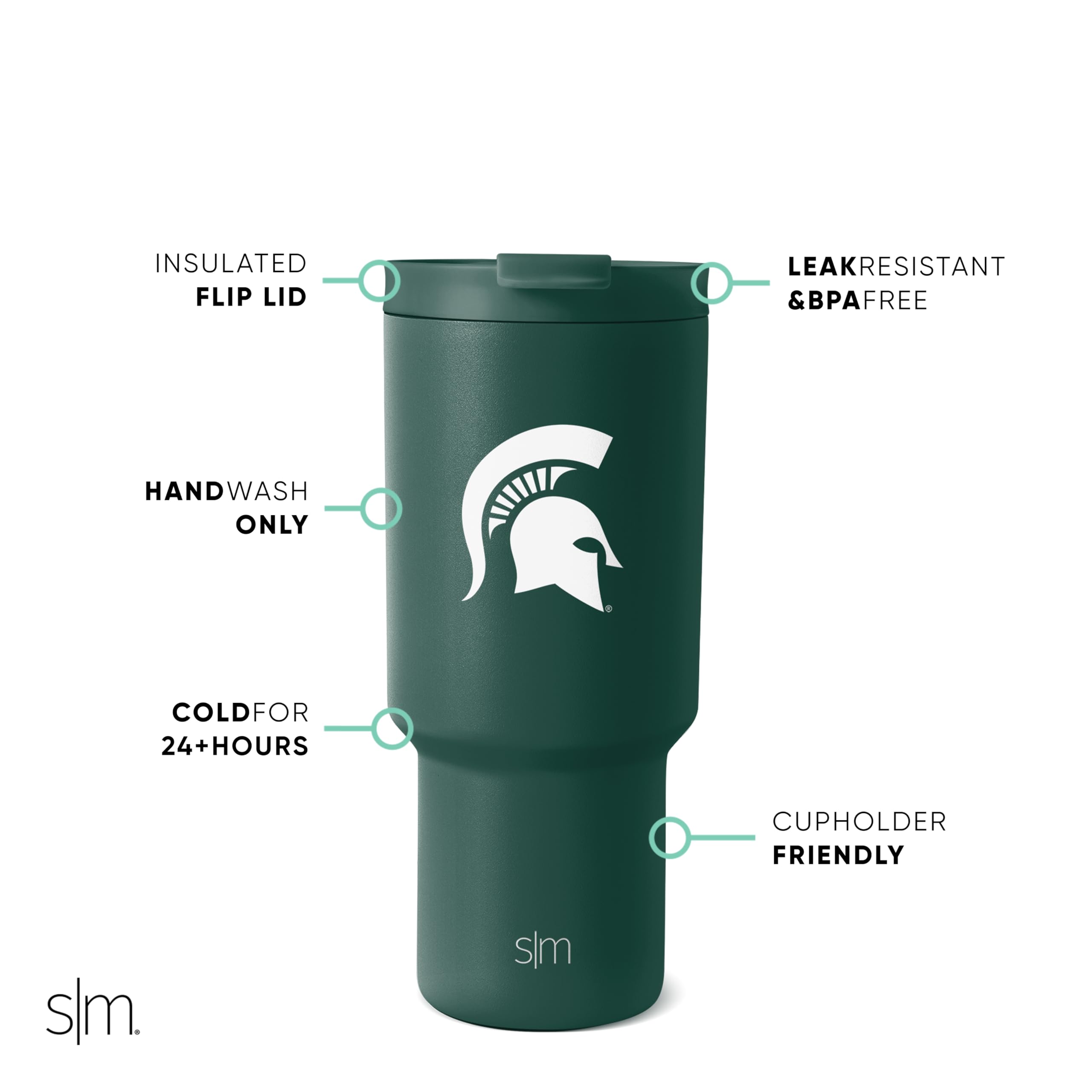 Foto 3 pulgar | Vaso Simple Modern Michigan State Spartans De 900 Ml - Venta Internacional.