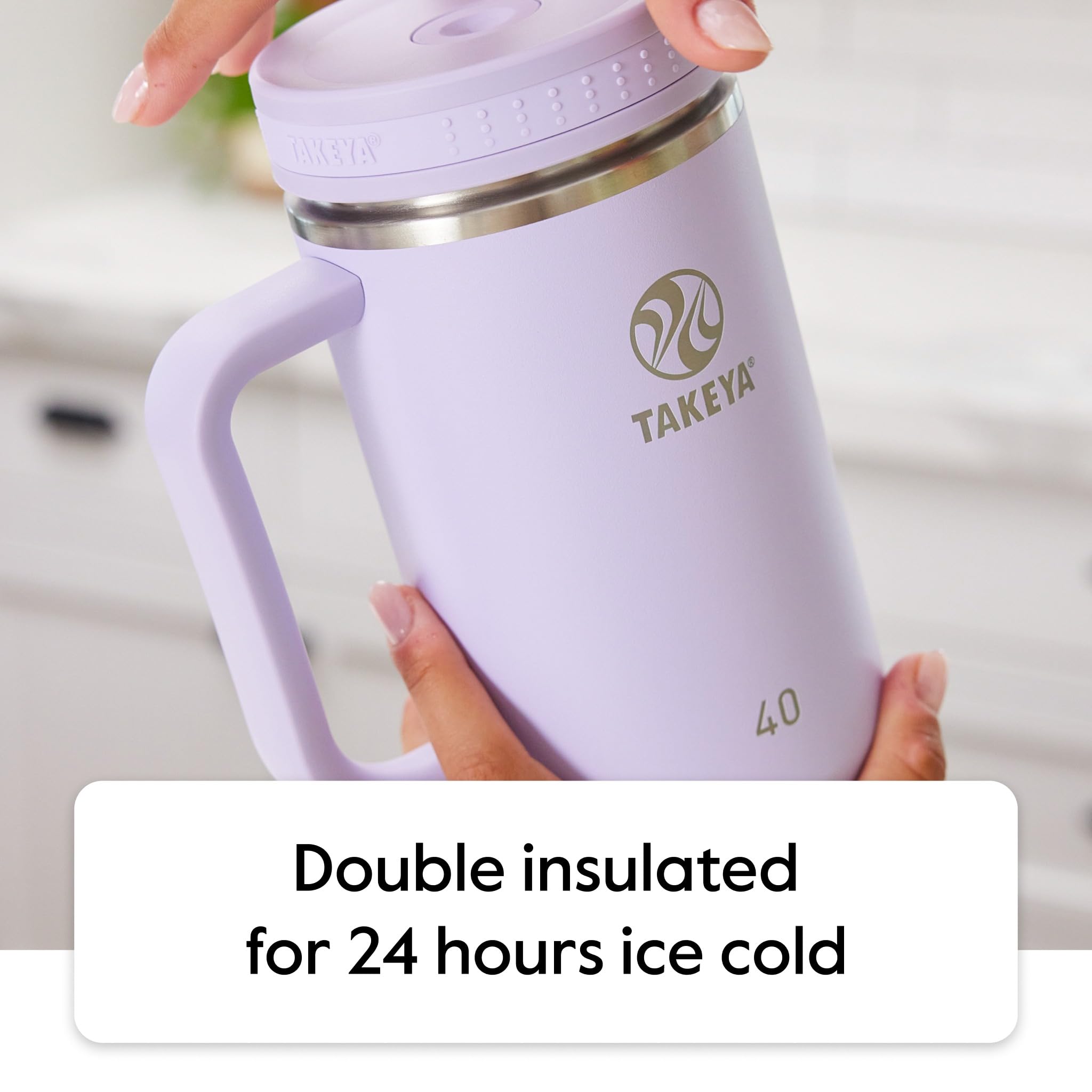 Foto 4 pulgar | Vaso Takeya De Acero Inoxidable De 1,2 Litros Con Tapa Y 2 Pajitas, Color Morado - Venta Internacional.