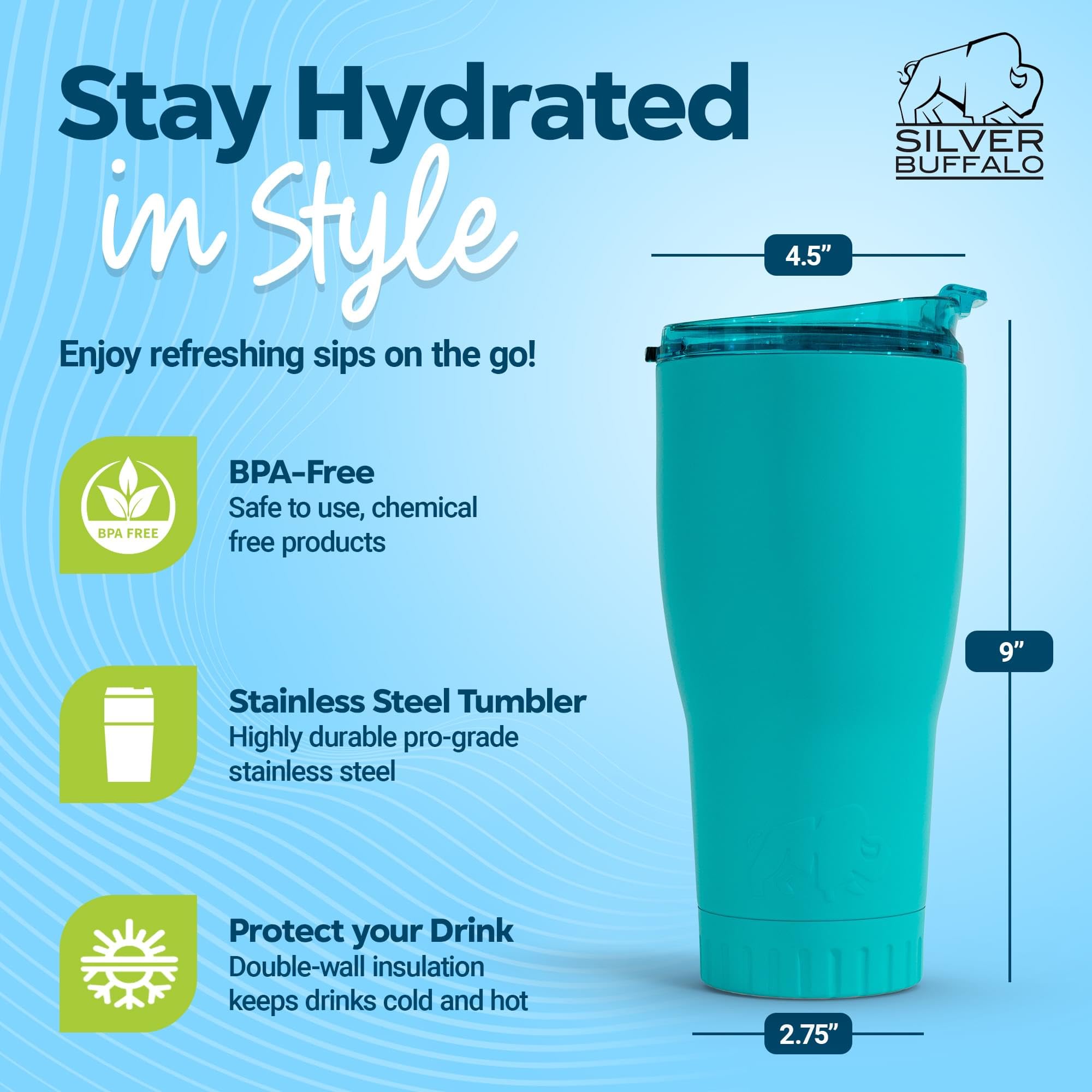 Foto 5 | Vaso Silver Buffalo De Acero Inoxidable De Doble Pared, 30 Ml - Venta Internacional.