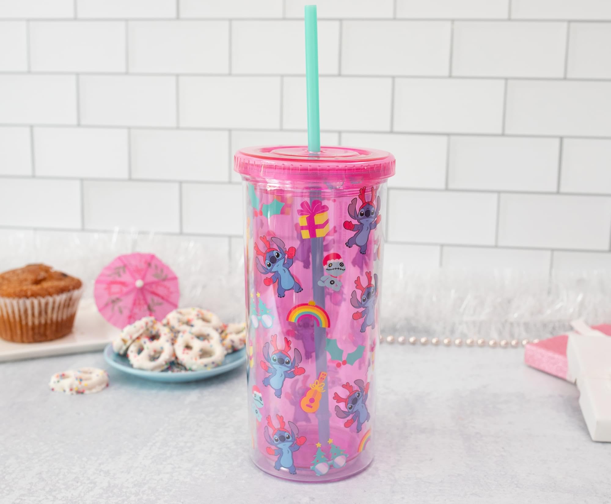 Foto 5 pulgar | Taza Disney Lilo & Stitch Christmas Stitch, 600 Ml, Con Pajita - Venta Internacional.