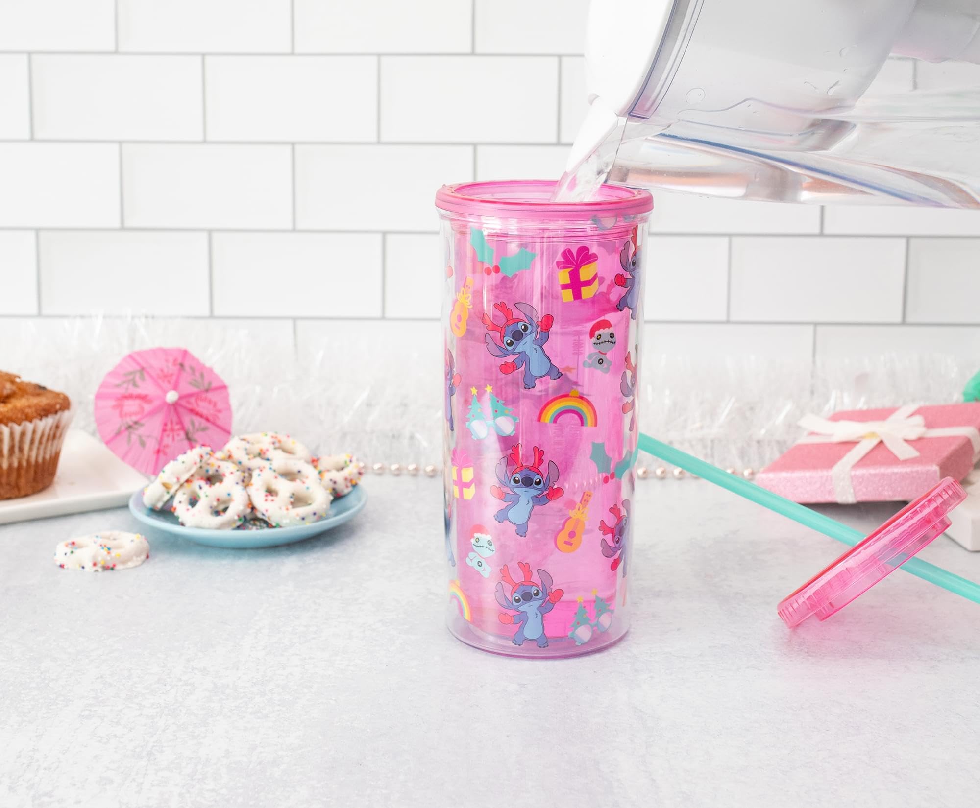 Foto 7 pulgar | Taza Disney Lilo & Stitch Christmas Stitch, 600 Ml, Con Pajita - Venta Internacional.