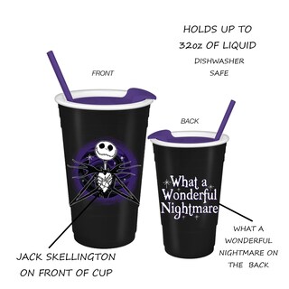Foto 3 | Vaso De Plástico Plateado Buffalo Nightmare Before Christmas 960 Ml - Venta Internacional.