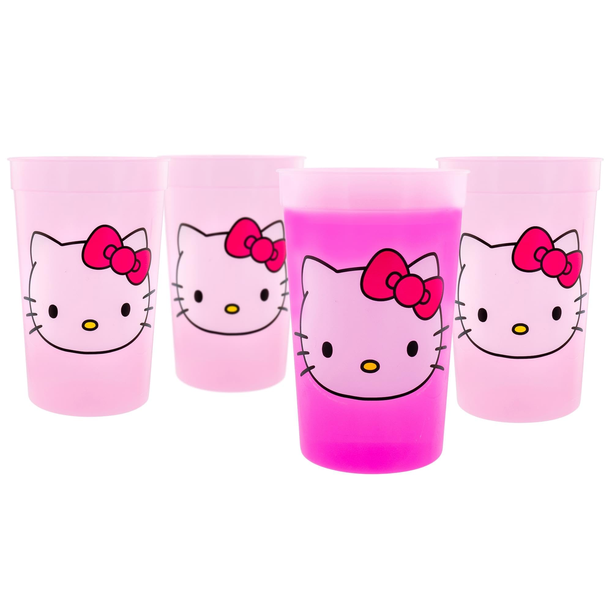 Foto 2 pulgar | Vasos De Plástico Silver Buffalo Hello Kitty Face, 450 Ml, Paquete De 4 - Venta Internacional.