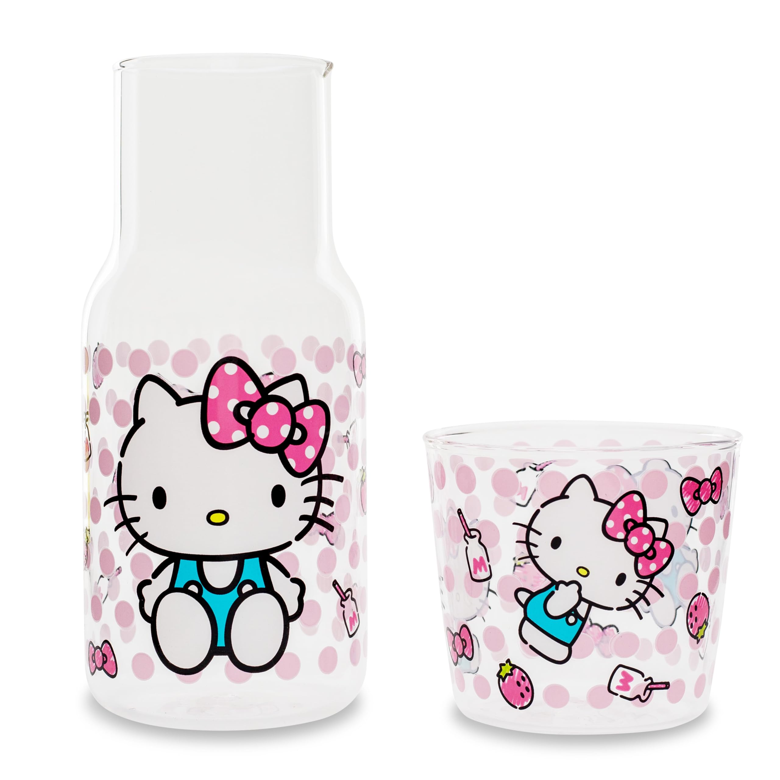 Foto 1 | Set De Jarra Y Taza De Cristal Sanrio Hello Kitty Pink Dots - Venta Internacional.