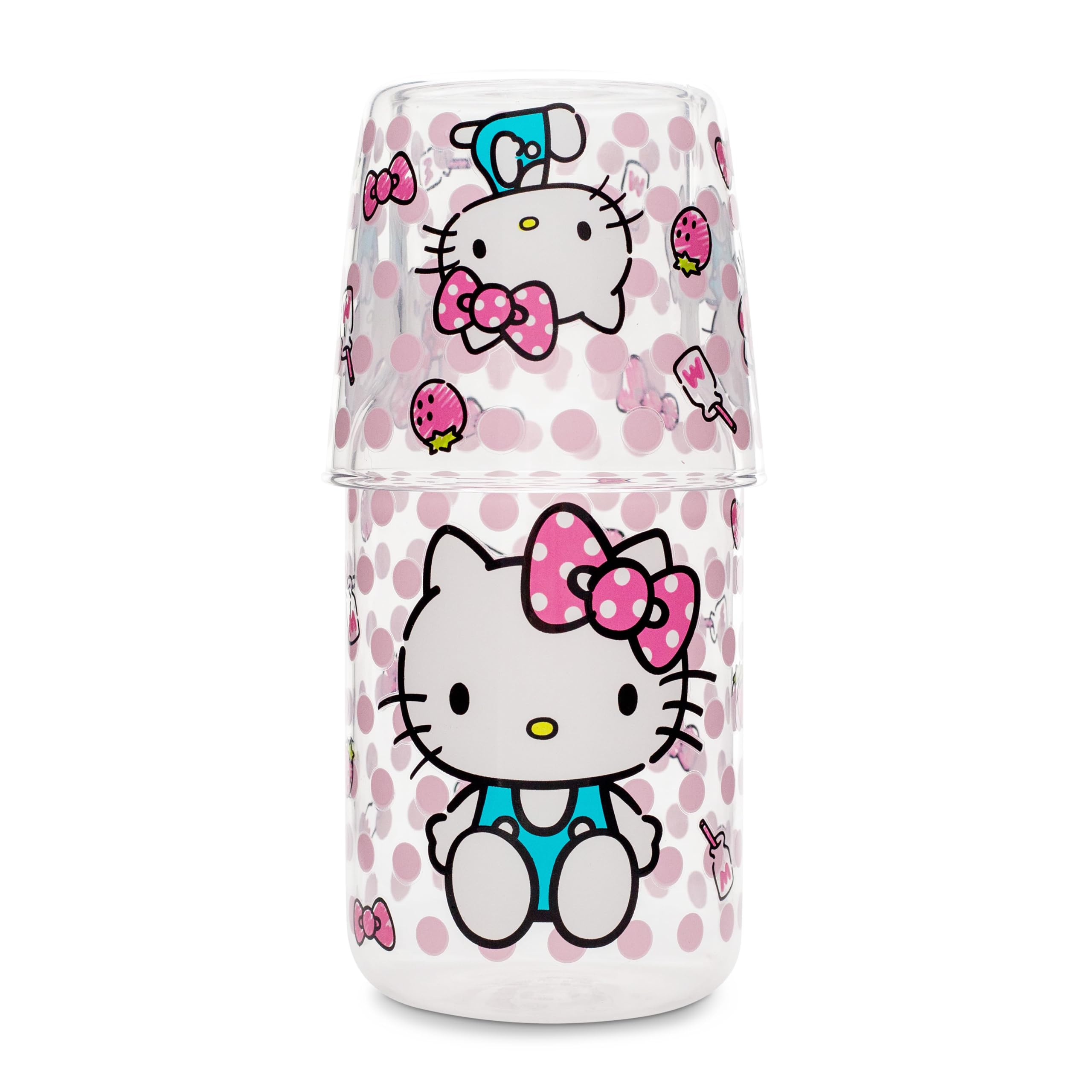 Foto 2 | Set De Jarra Y Taza De Cristal Sanrio Hello Kitty Pink Dots - Venta Internacional.