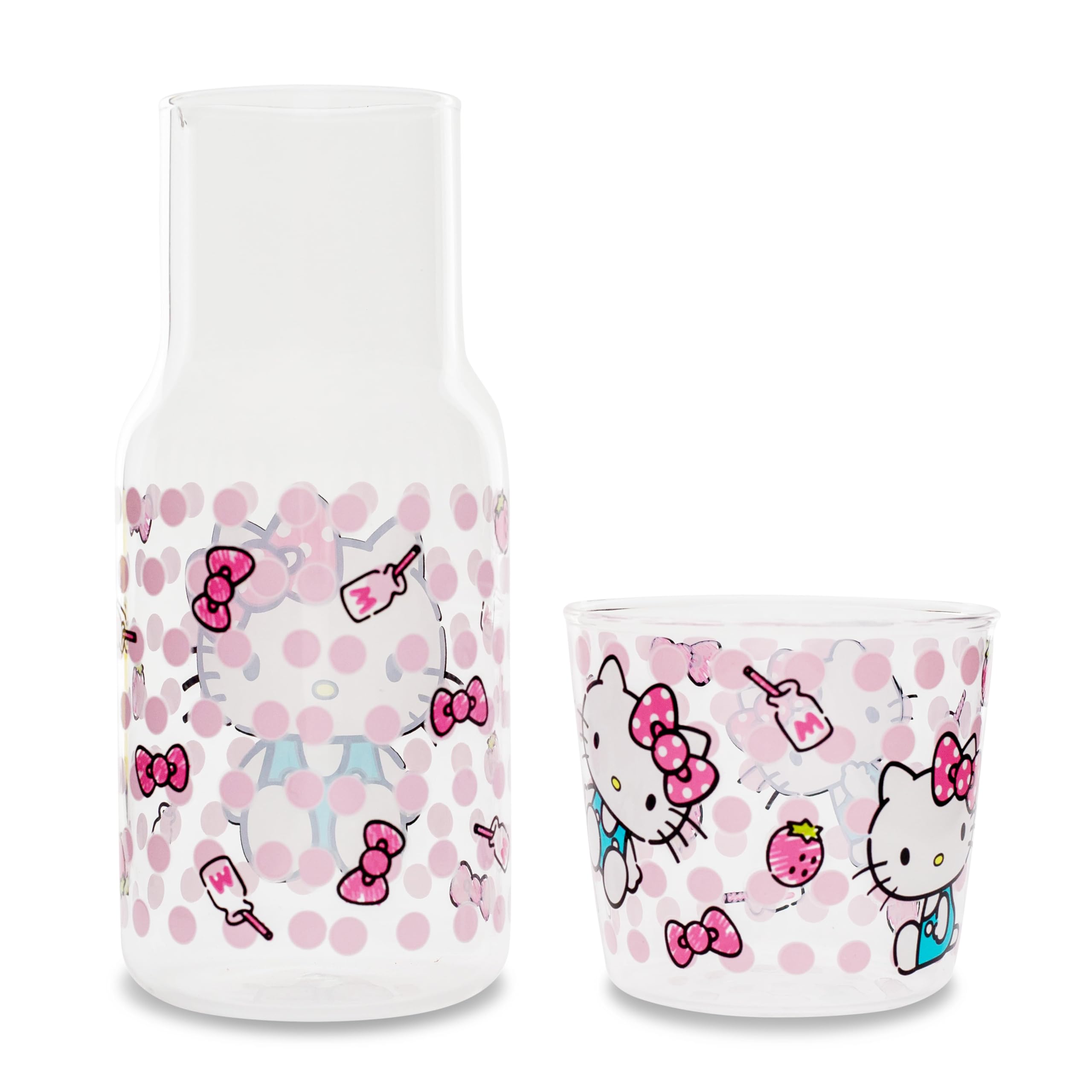 Foto 3 | Set De Jarra Y Taza De Cristal Sanrio Hello Kitty Pink Dots - Venta Internacional.