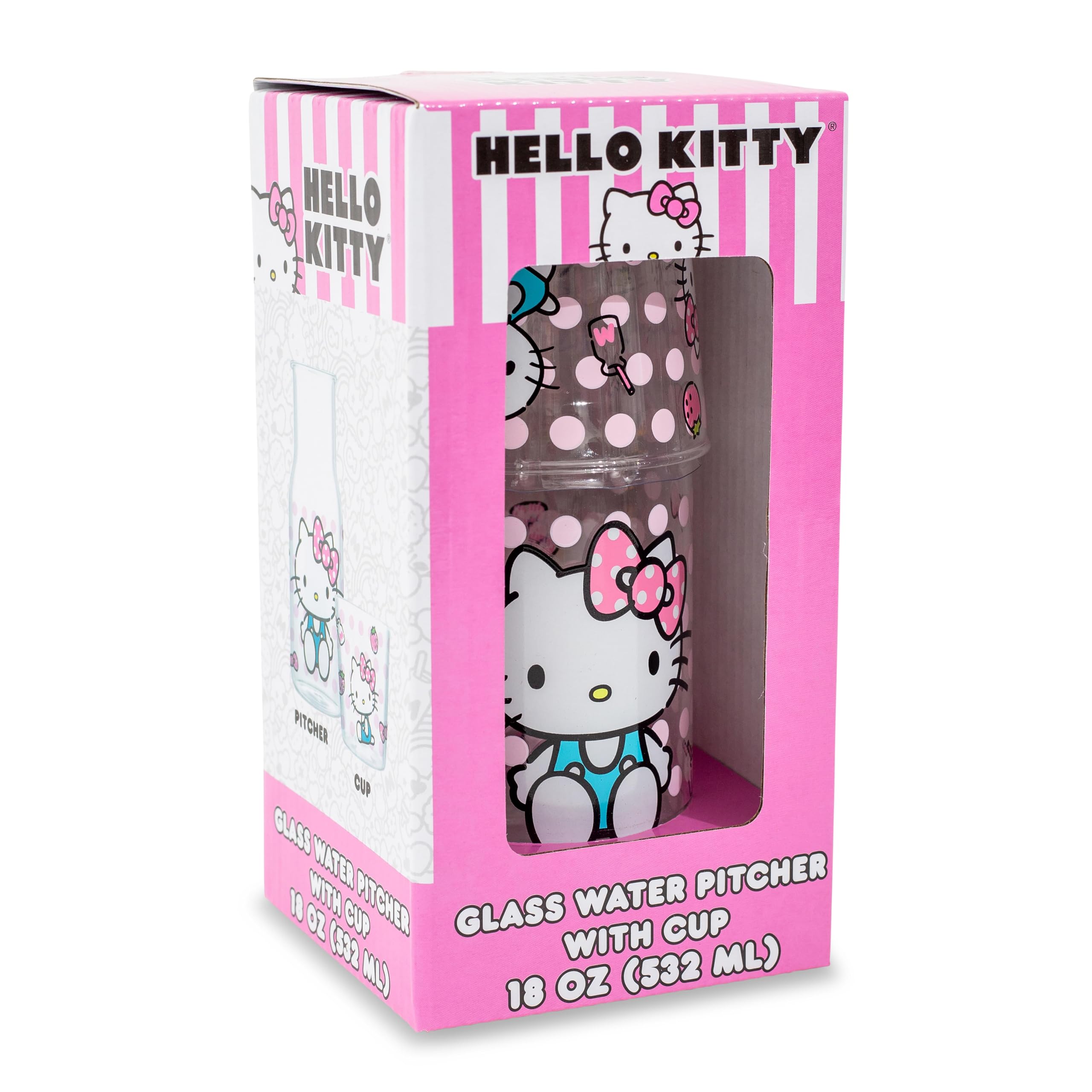Foto 4 | Set De Jarra Y Taza De Cristal Sanrio Hello Kitty Pink Dots - Venta Internacional.