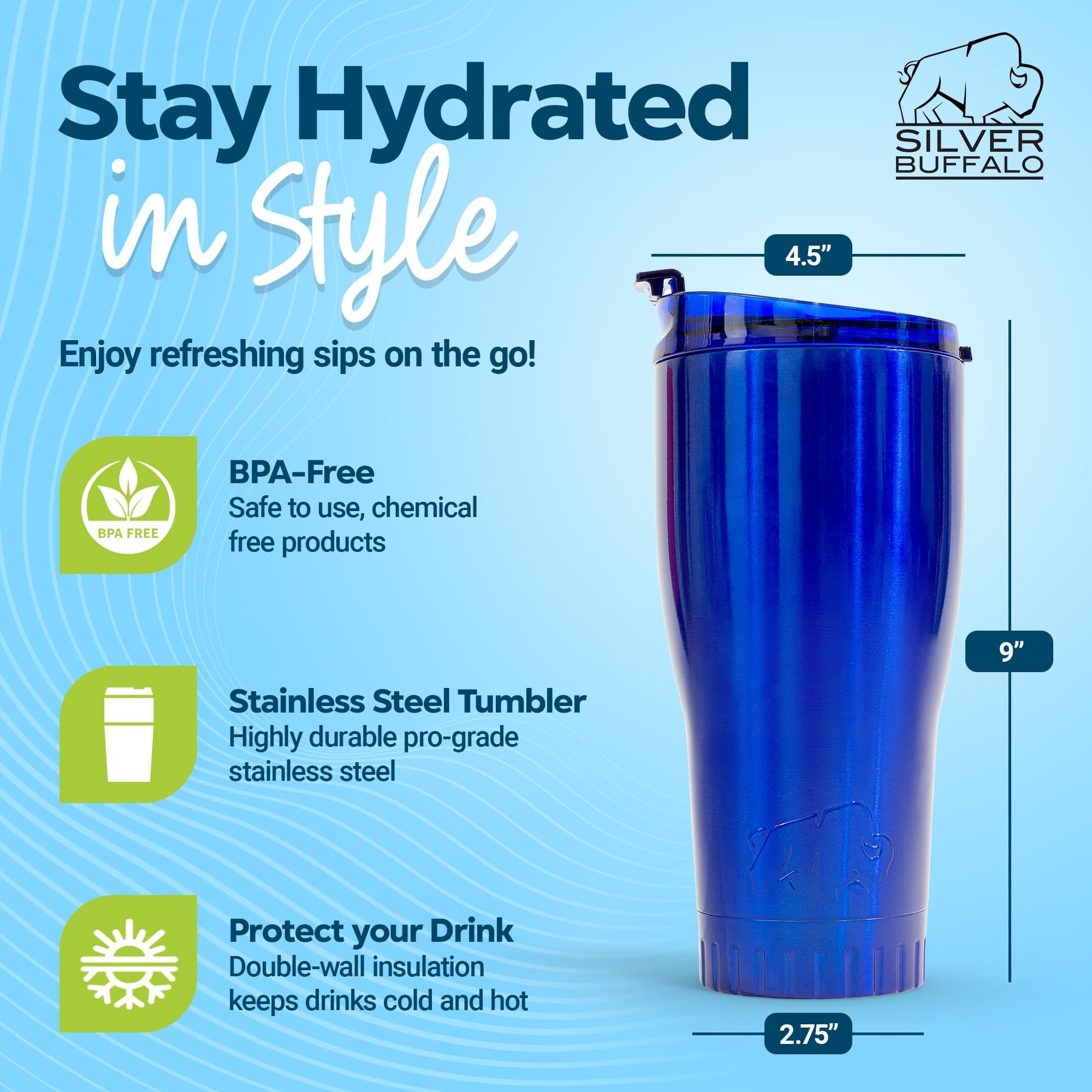 Foto 4 | Vaso Silver Buffalo De Acero Inoxidable De Doble Pared, 30 Ml - Venta Internacional.