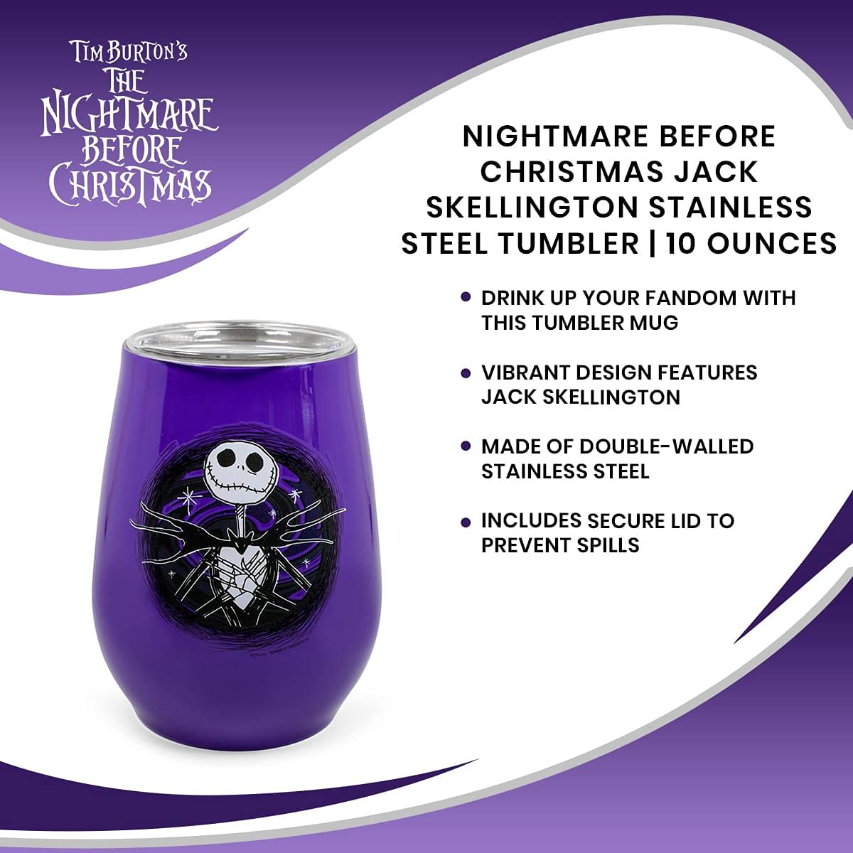 Foto 7 | Vaso Plateado Buffalo Nightmare Before Christmas Jack 300 Ml - Venta Internacional.
