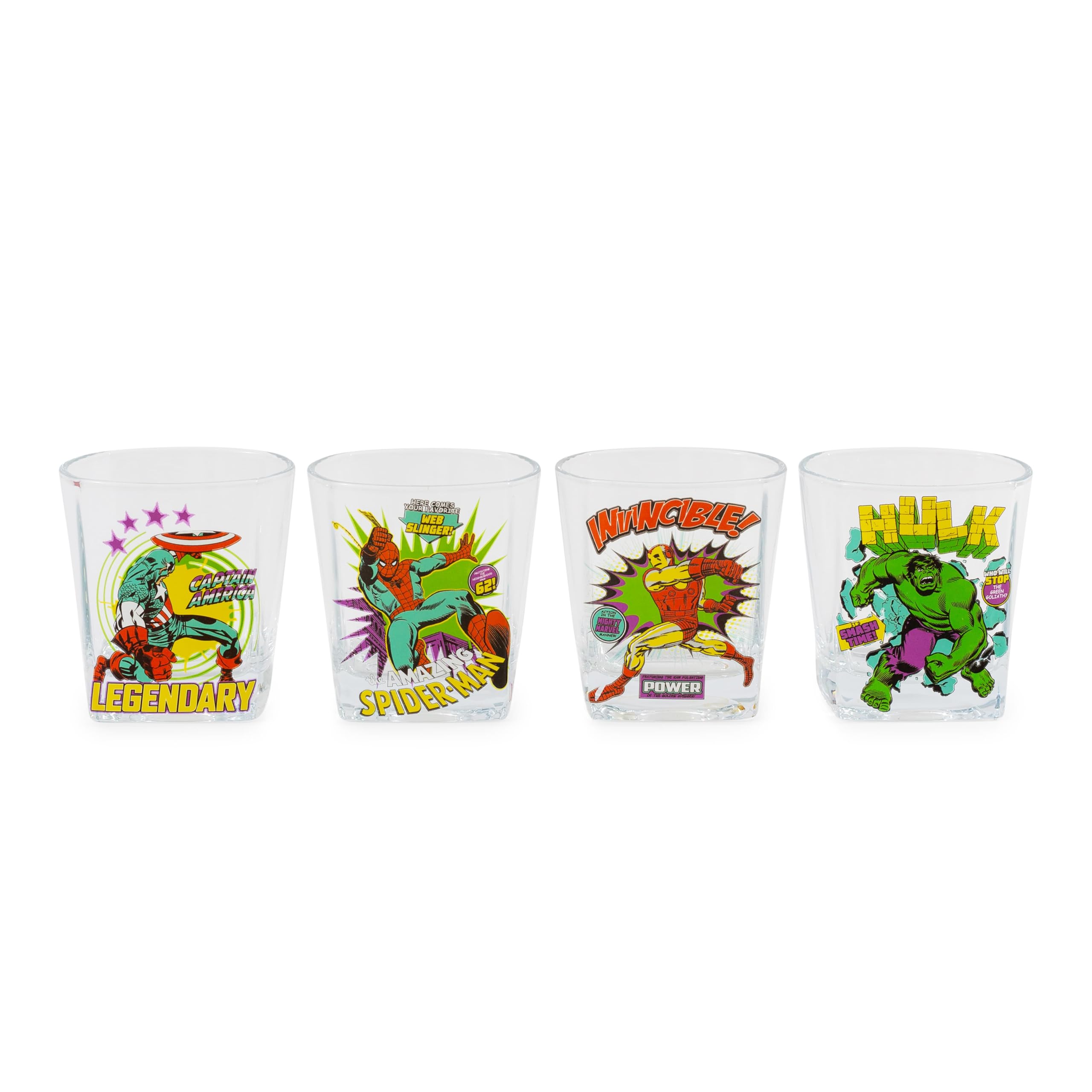 Foto 2 pulgar | Set Rocks Glass Silver Buffalo Marvel Comics, 9 Oz, 4 Piezas - Venta Internacional.