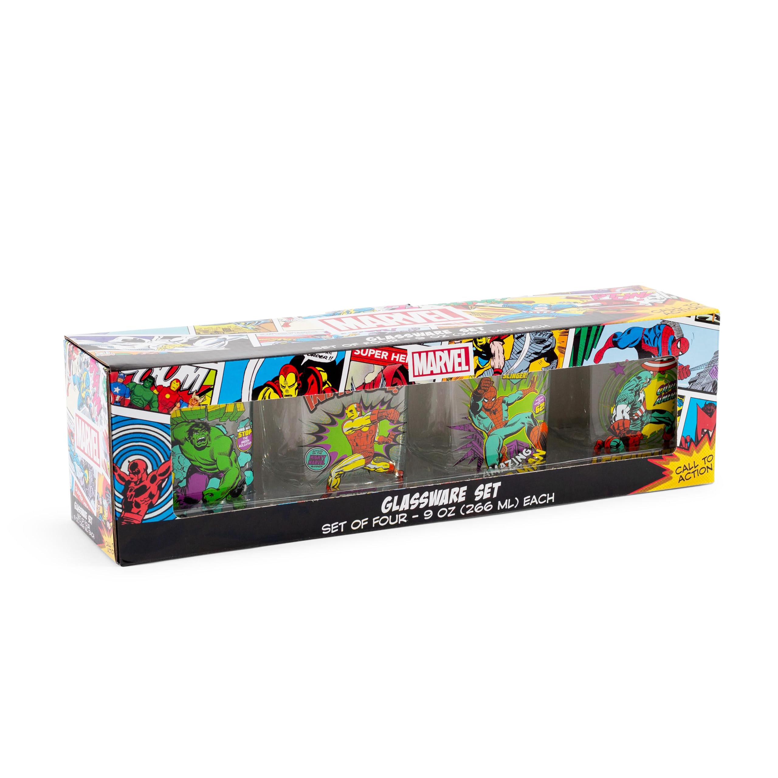 Foto 3 pulgar | Set Rocks Glass Silver Buffalo Marvel Comics, 9 Oz, 4 Piezas - Venta Internacional.