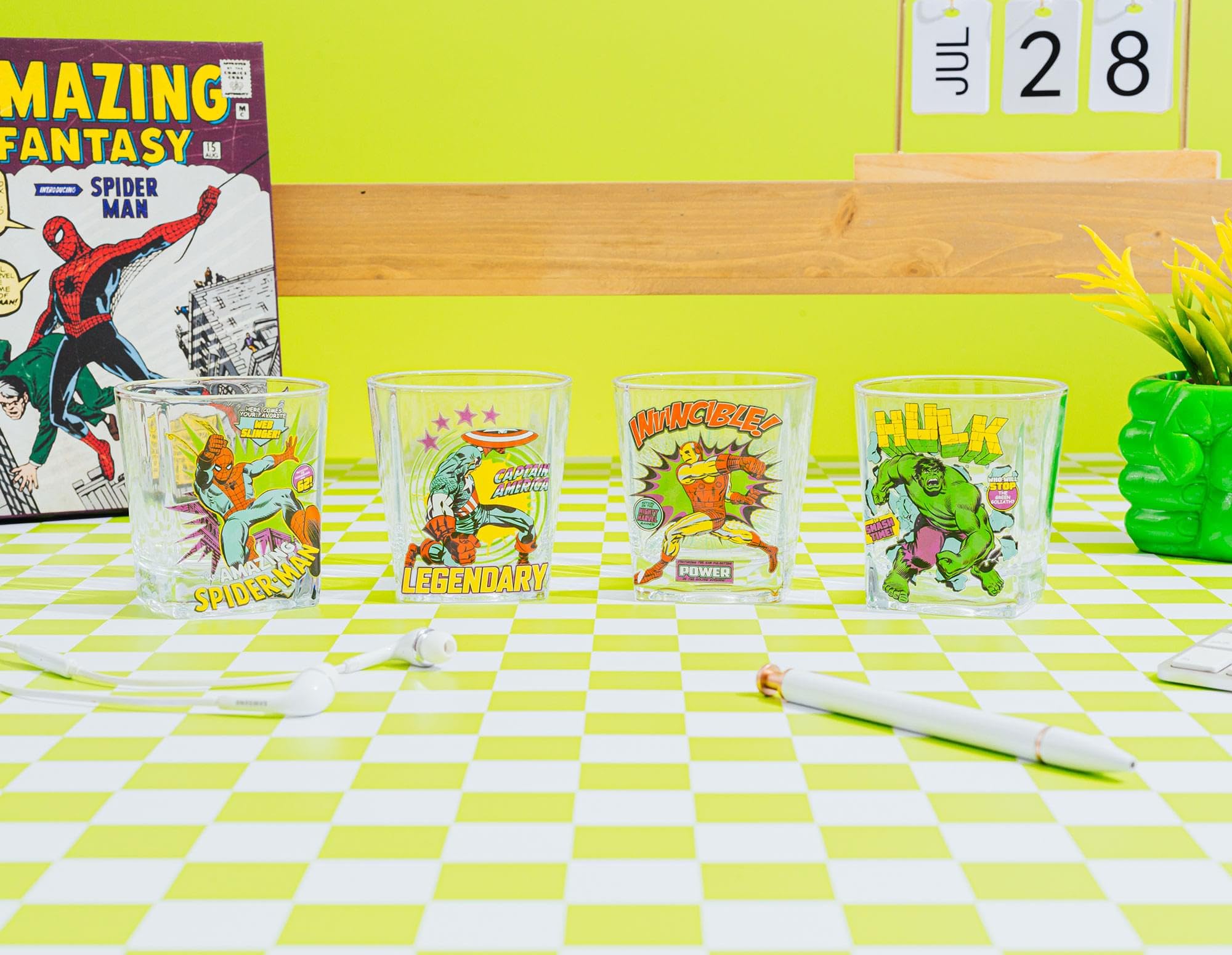 Foto 4 pulgar | Set Rocks Glass Silver Buffalo Marvel Comics, 9 Oz, 4 Piezas - Venta Internacional.