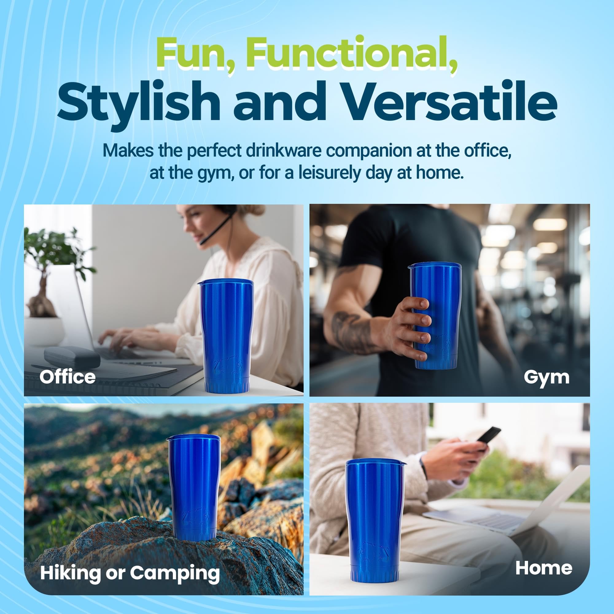 Foto 7 pulgar | Vaso Silver Buffalo De Doble Pared, Acero Inoxidable 18/8, 590 Ml - Venta Internacional.