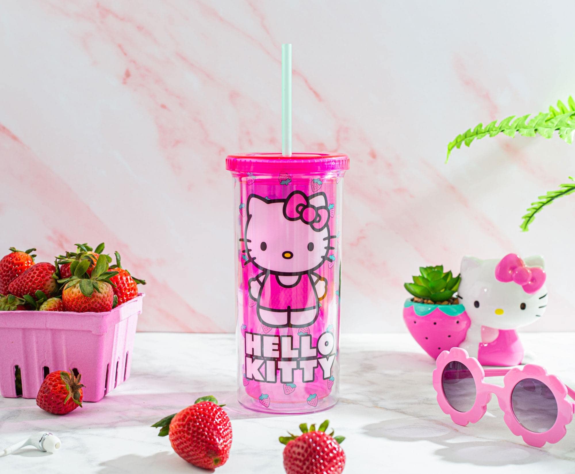 Foto 4 pulgar | Vaso Carnival Cup Sanrio Hello Kitty Berry, Color Rosa, 600 Ml, Con Pajita - Venta Internacional.
