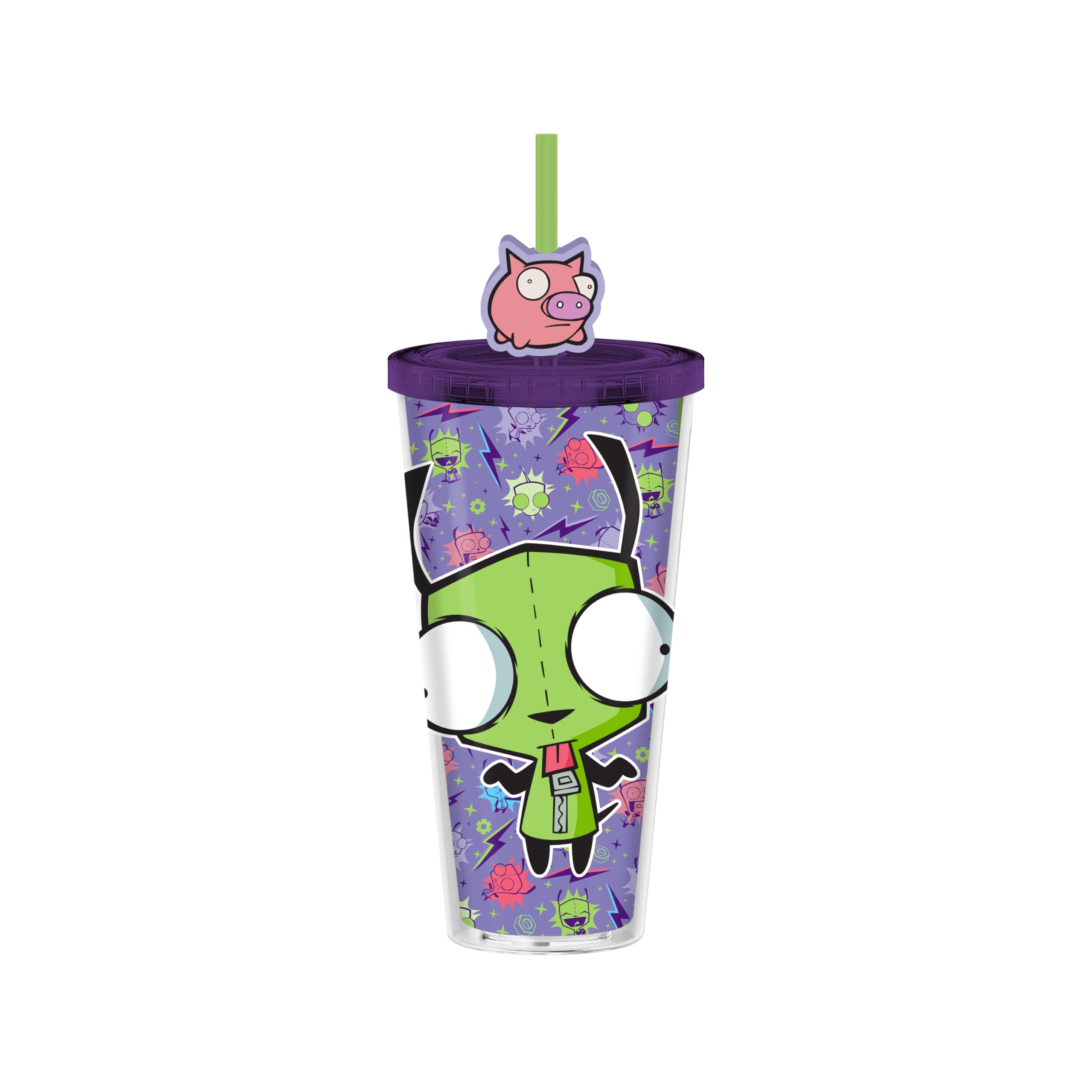 Foto 2 pulgar | Copa Cold Cup Silver Buffalo Invader Zim Gir De 700 Ml Con Tapa Y Pajita - Venta Internacional.
