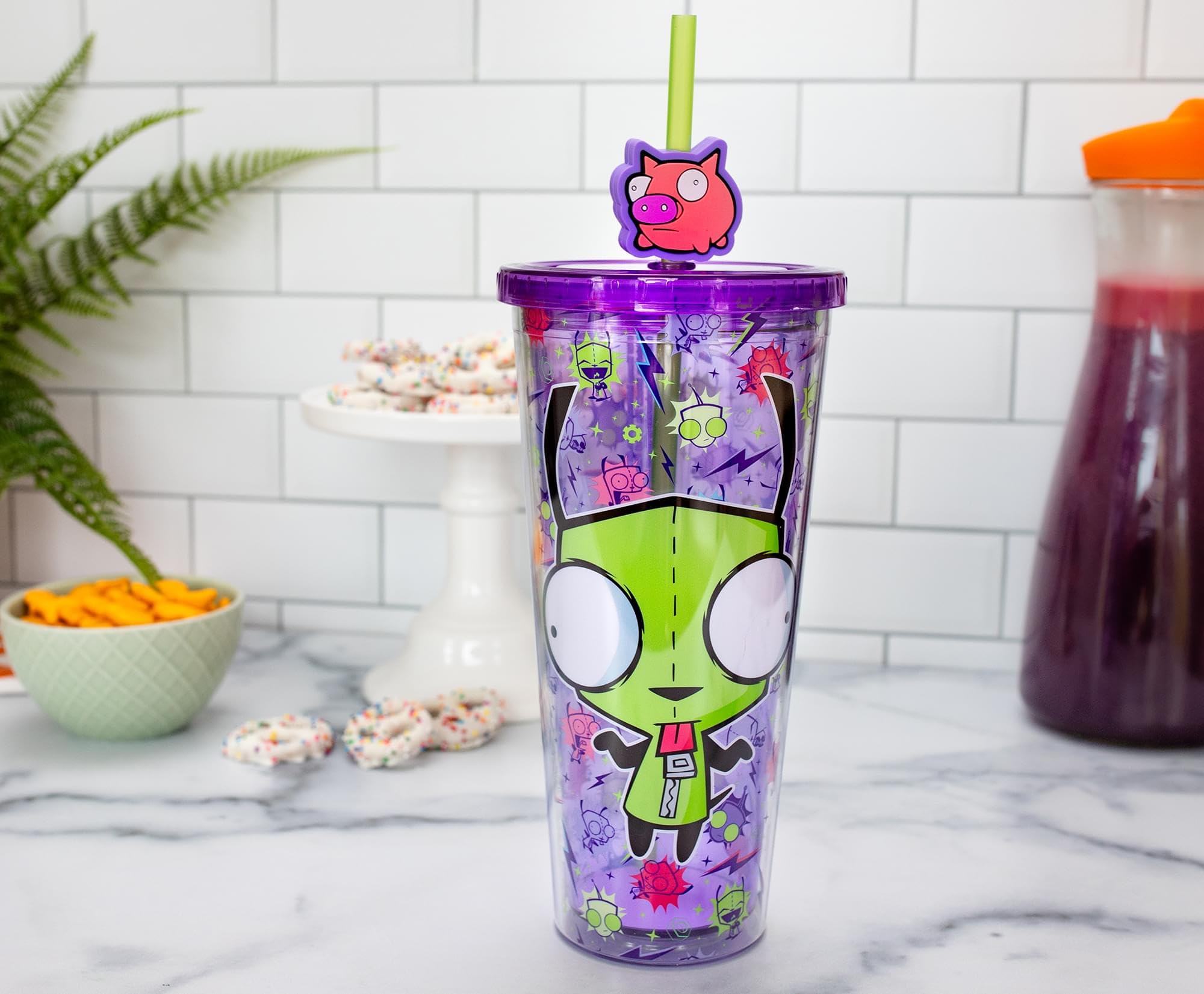 Foto 3 pulgar | Copa Cold Cup Silver Buffalo Invader Zim Gir De 700 Ml Con Tapa Y Pajita - Venta Internacional.