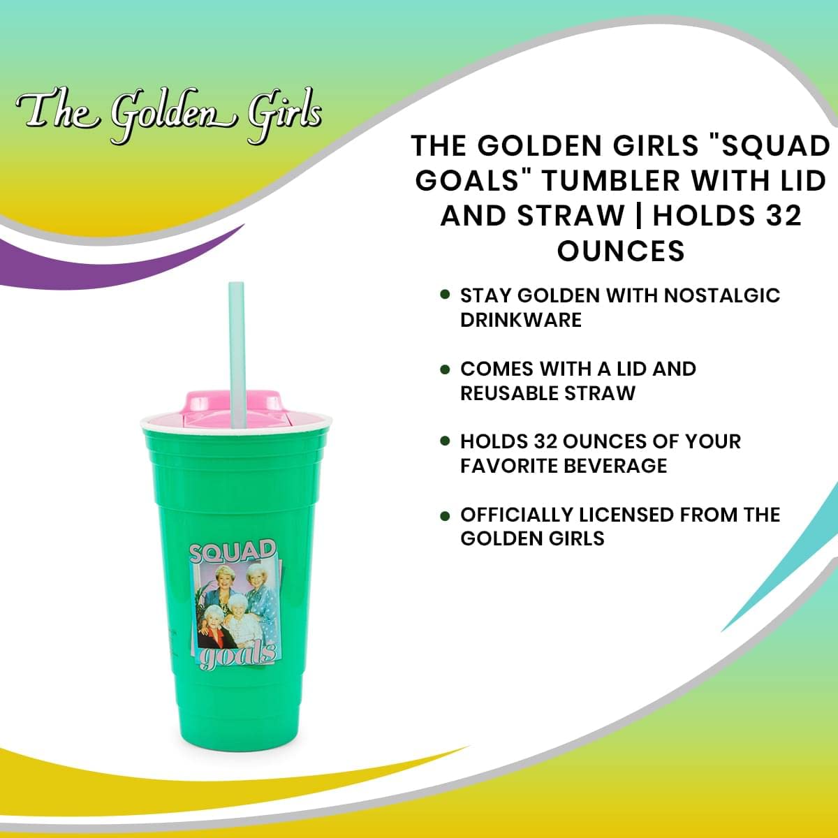 Foto 7 | Vaso De Plástico Silver Buffalo Golden Girls De 32 Ml Con Tapa - Venta Internacional.