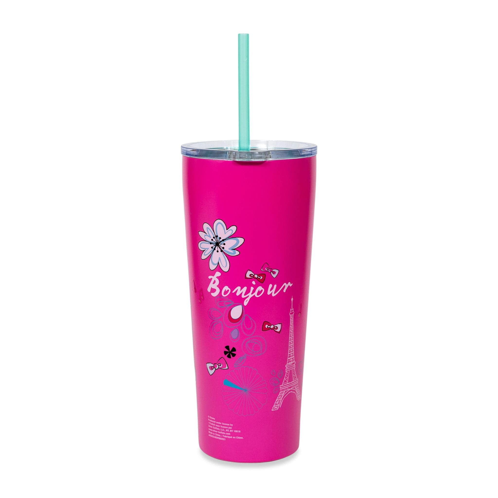 Foto 3 pulgar | Vaso Plateado Buffalo Aristocats Marie Doodle De 650 Ml Con Pajita - Venta Internacional.