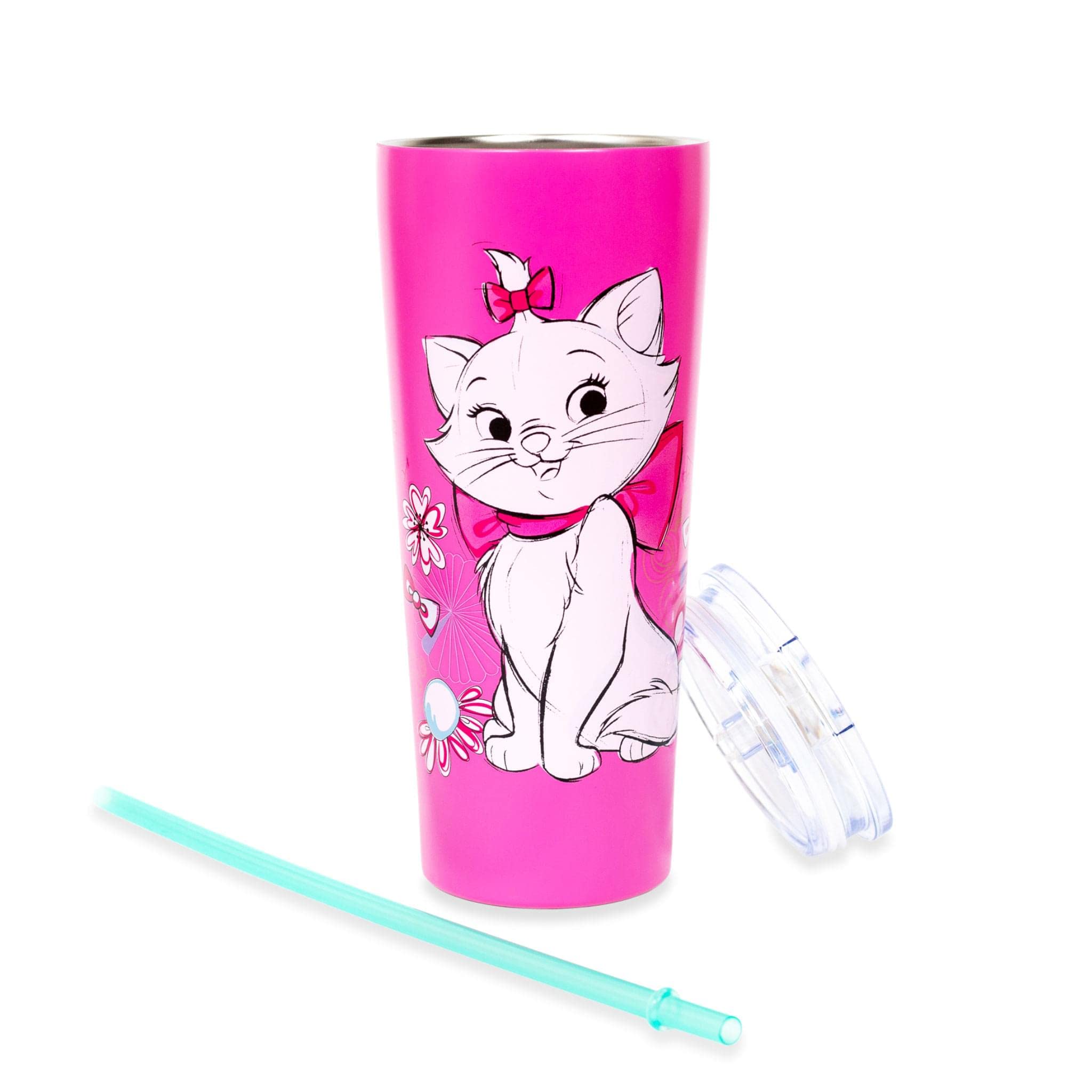 Foto 4 pulgar | Vaso Plateado Buffalo Aristocats Marie Doodle De 650 Ml Con Pajita - Venta Internacional.