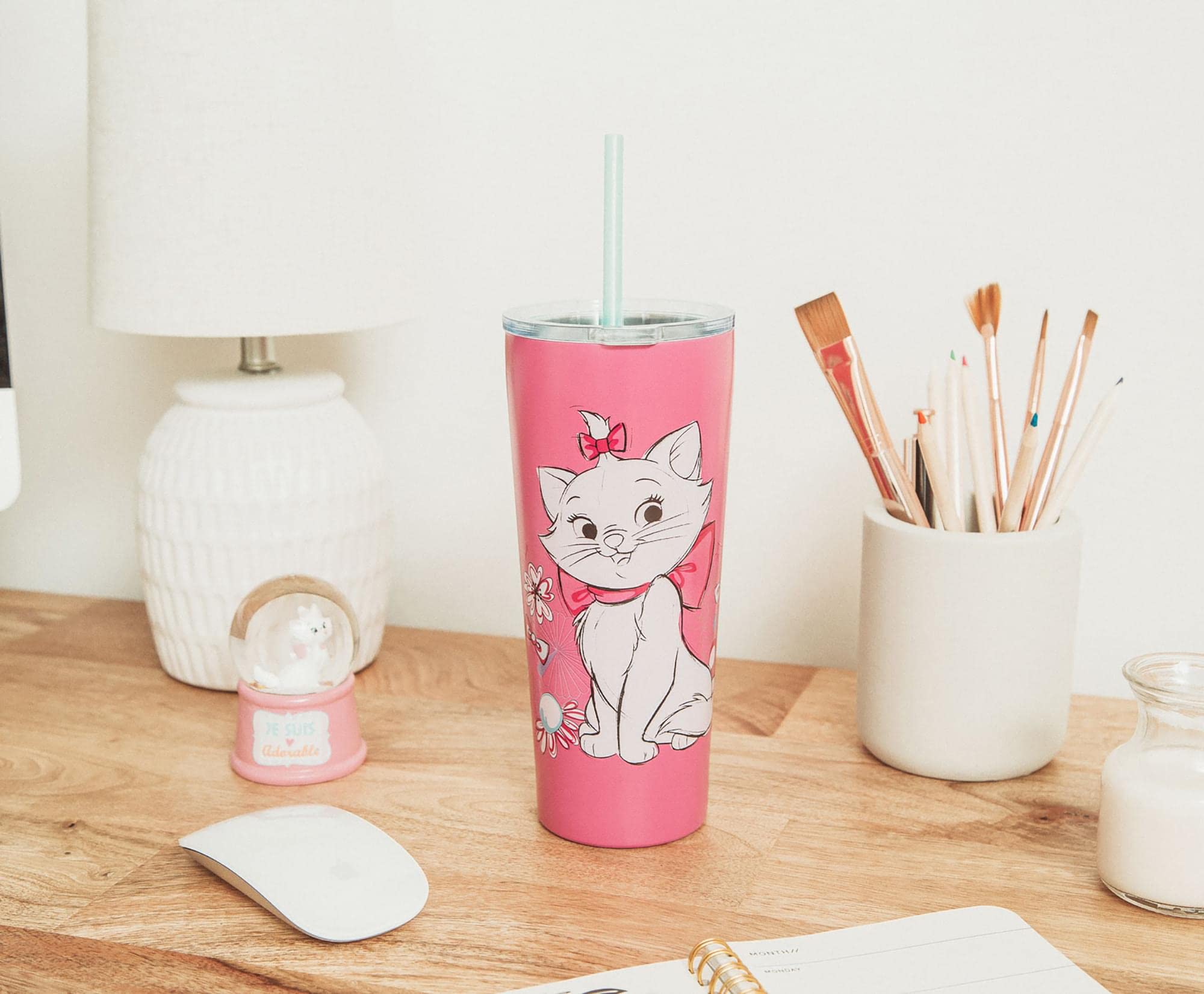 Foto 5 pulgar | Vaso Plateado Buffalo Aristocats Marie Doodle De 650 Ml Con Pajita - Venta Internacional.
