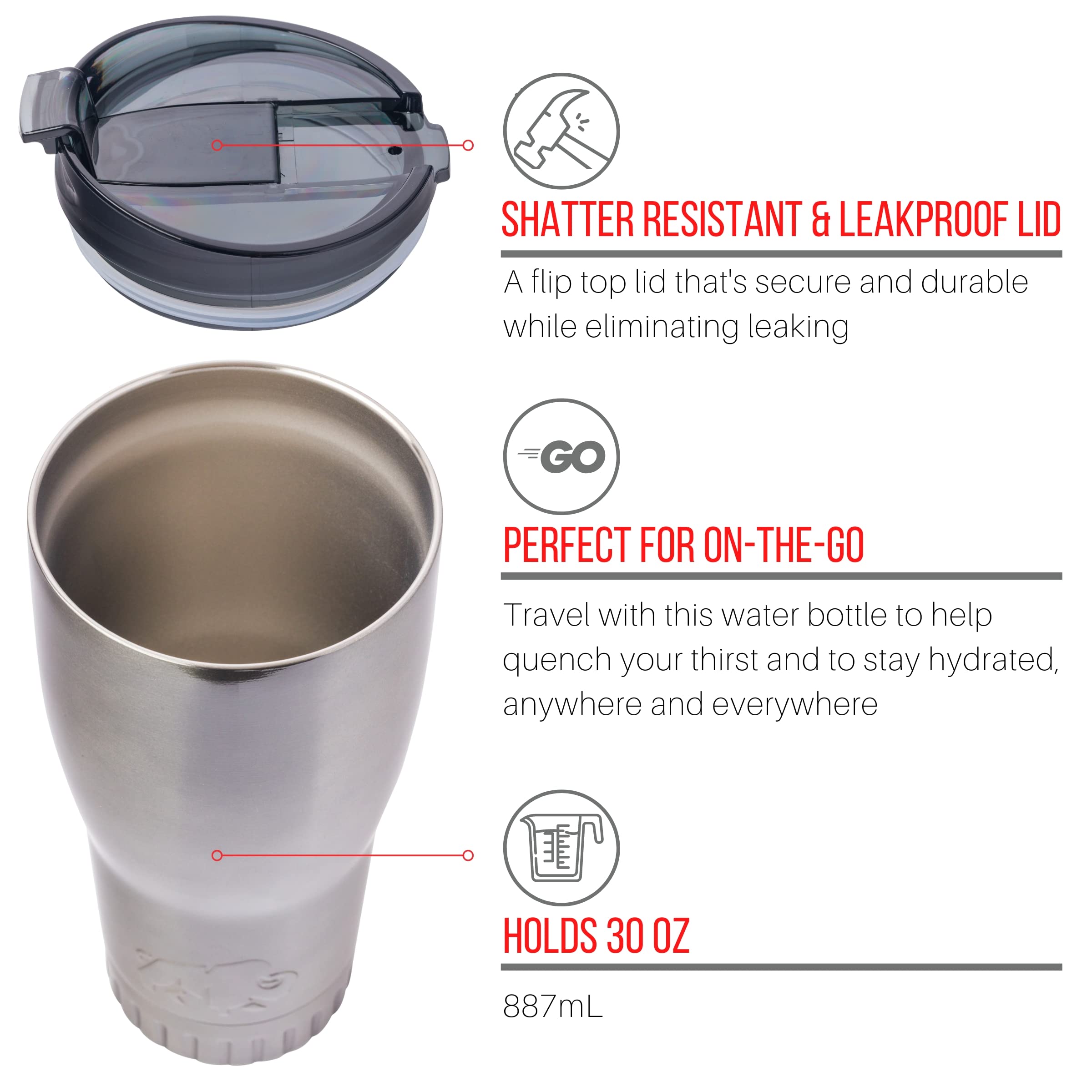 Foto 4 pulgar | Vaso Silver Buffalo De Doble Pared Con Aislamiento Al Vacío, 900 Ml - Venta Internacional.