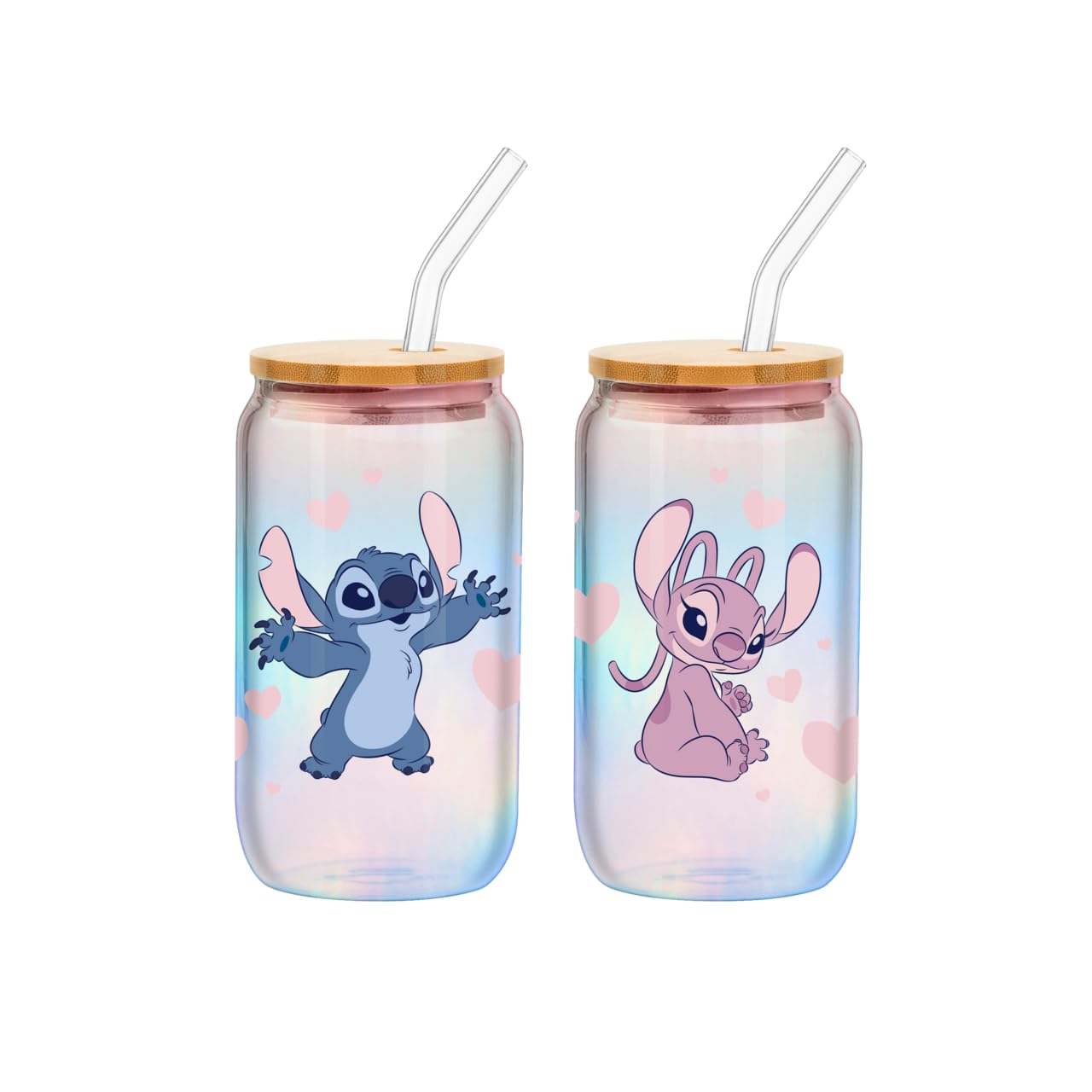 Foto 2 pulgar | Vaso En Tarro De Cristal Silver Buffalo Disney Lilo And Stitch - Venta Internacional.