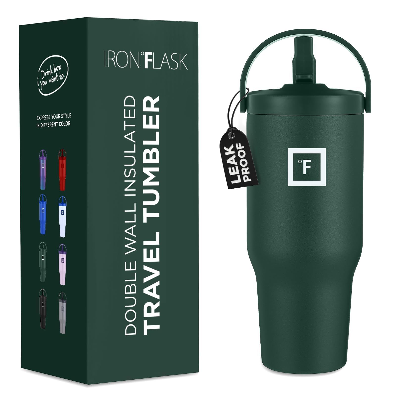 Foto 2 pulgar | Vaso De Agua Iron °flask Sidekick, Aislante, 900 Ml, Color Pino Oscuro - Venta Internacional.