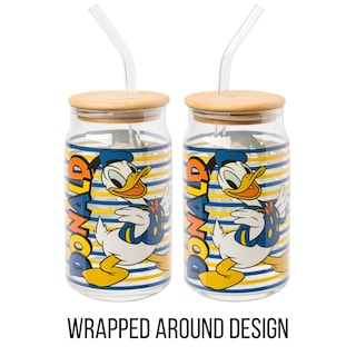 Foto 2 | Vaso De Cristal Plateado Con Diseño De Mickey Donald Duck Buffalo Disney - Venta Internacional.
