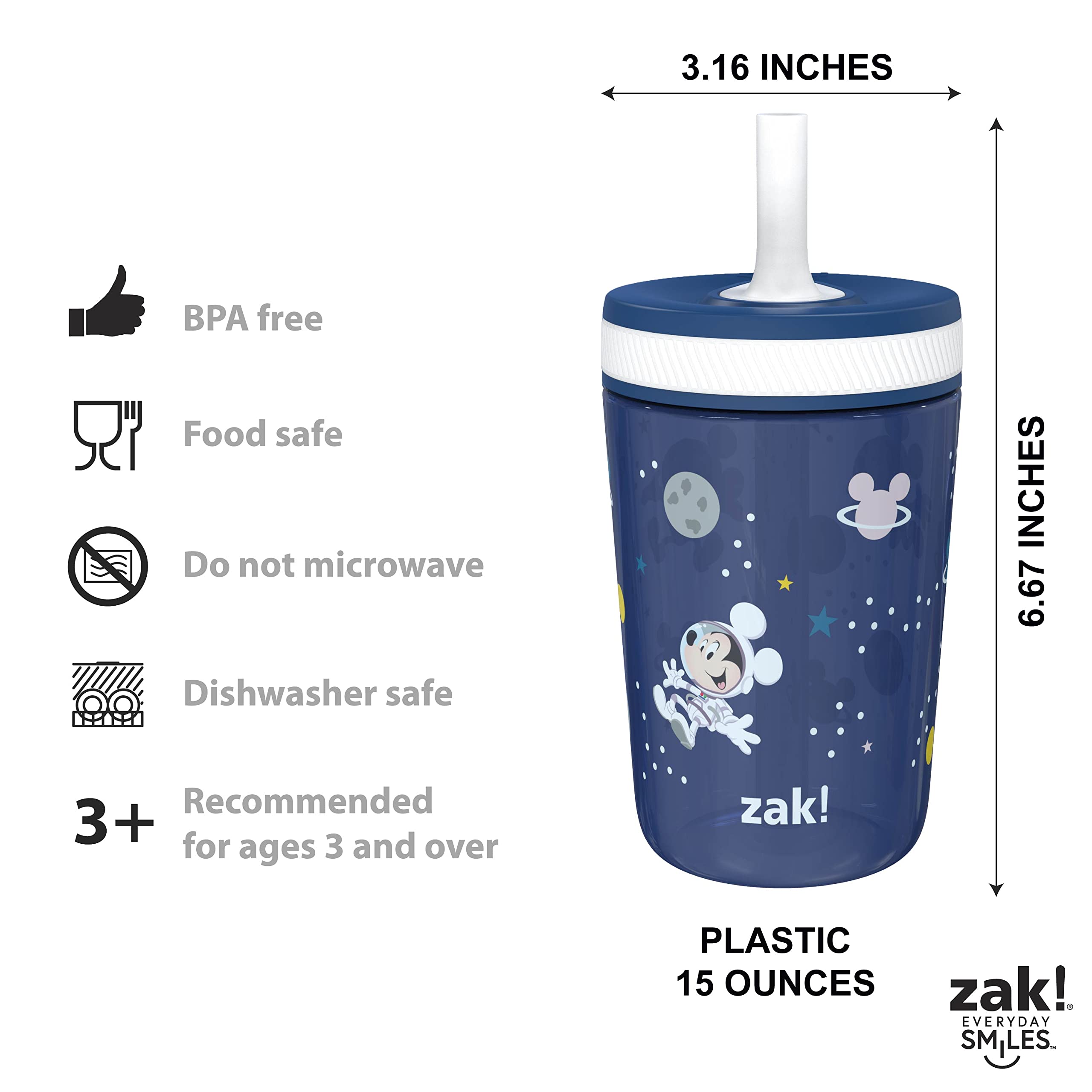 Foto 7 pulgar | Set De Vasos Zak Designs Disney Mickey Mouse Kelso Para Niños - Venta Internacional.
