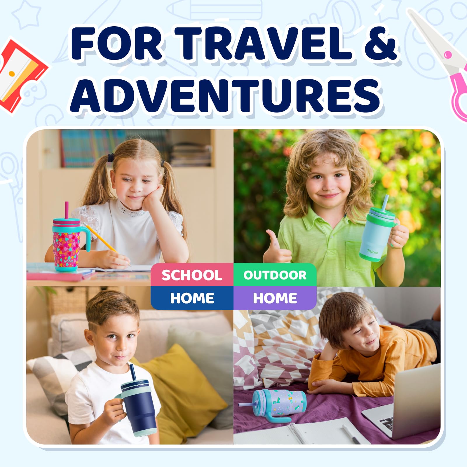 Foto 7 | Vaso Aislante Para Niños Tronco De 414 Ml Con Asa Y Pajita - Venta Internacional.