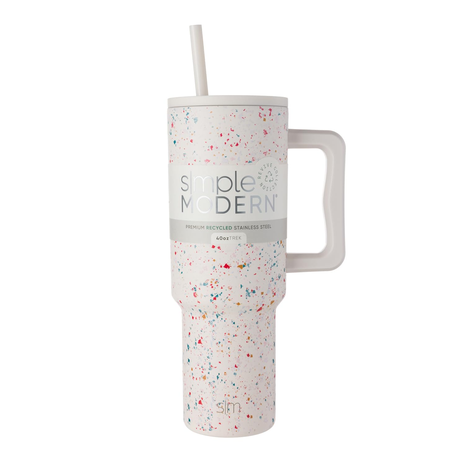 Foto 1 | Vaso Simple Modern Trek De 1,2 Litros Con Asa Y Tapa Con Pajita, Color Crema - Venta Internacional.