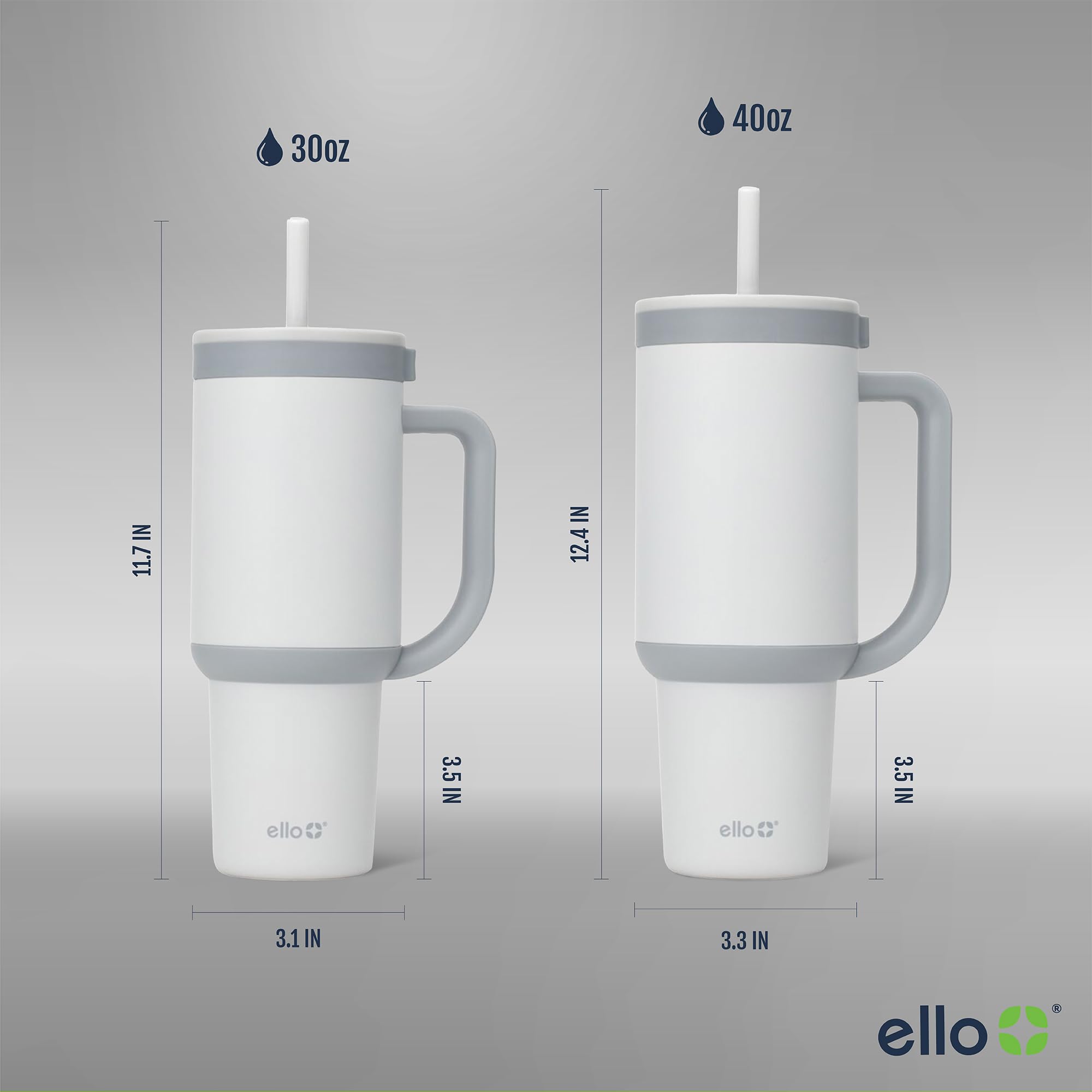 Foto 8 pulgar | Vaso Ello Oasis De 1,2 Litros Con Asa Y Pajita Retráctil En Escala De Grises - Venta Internacional.