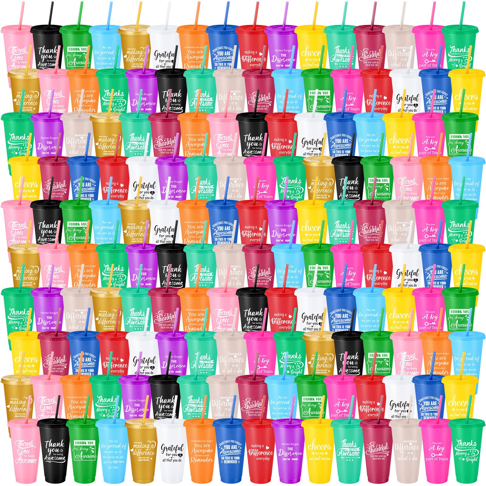 Foto 2 pulgar | Vaso Skylety Thank You Gift, 450 Ml, Con Tapa Y Pajita, 160 Unidades - Venta Internacional.