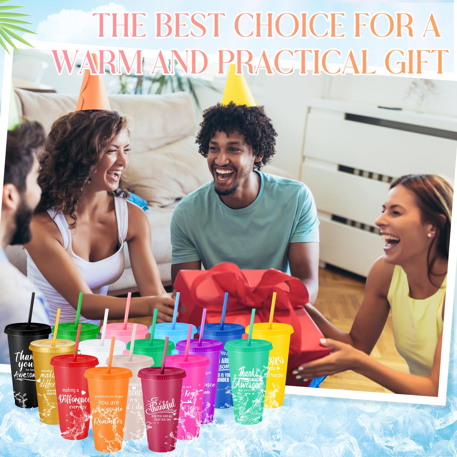 Foto 7 pulgar | Vaso Skylety Thank You Gift, 450 Ml, Con Tapa Y Pajita, 160 Unidades - Venta Internacional.