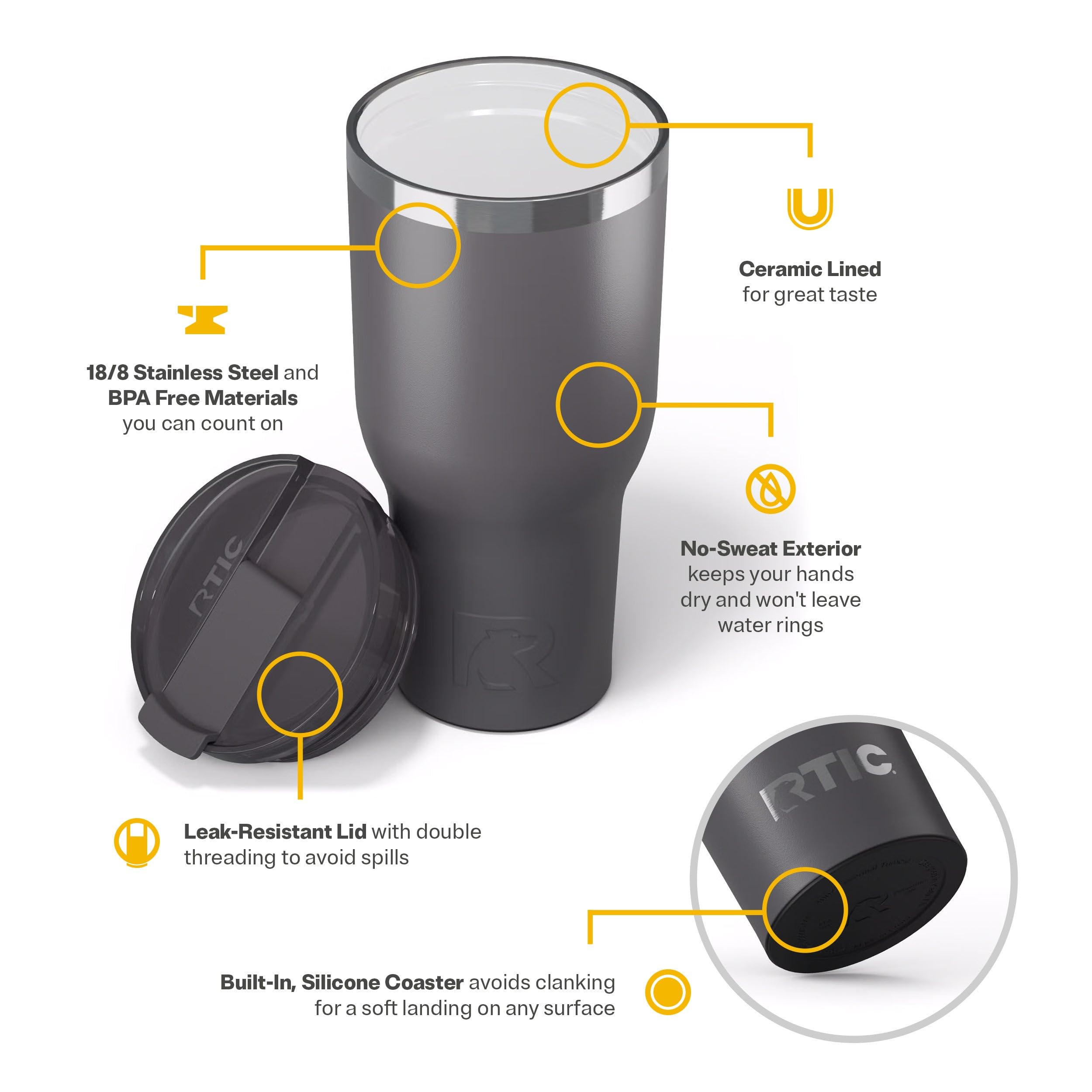 Foto 5 pulgar | Vaso Rtic Essential 1.18l Grafito Acero Inoxidable - Venta Internacional