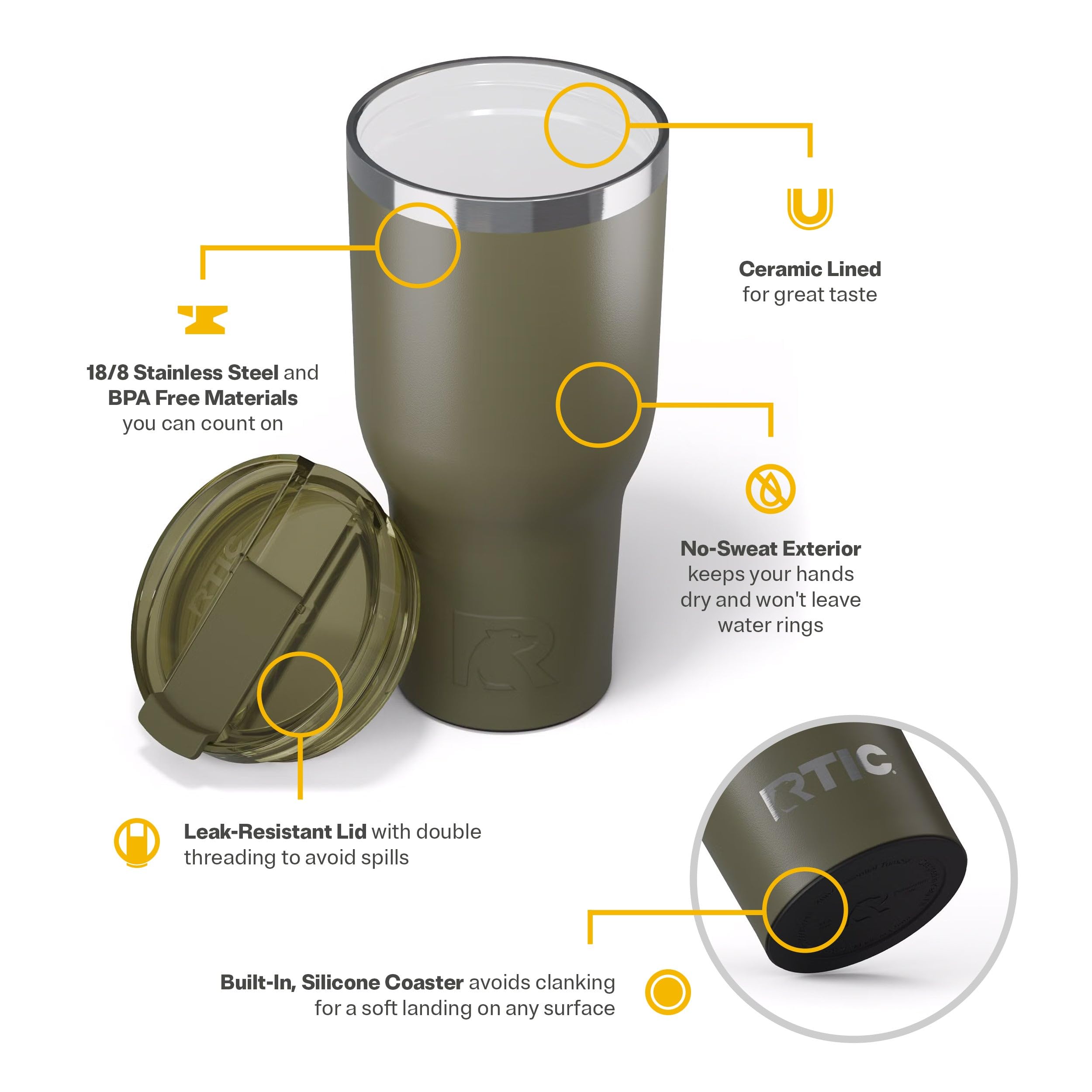 Foto 4 | Vaso Rtic Essential de Acero Inoxidable Oliva  1.18 l- Venta Internacional