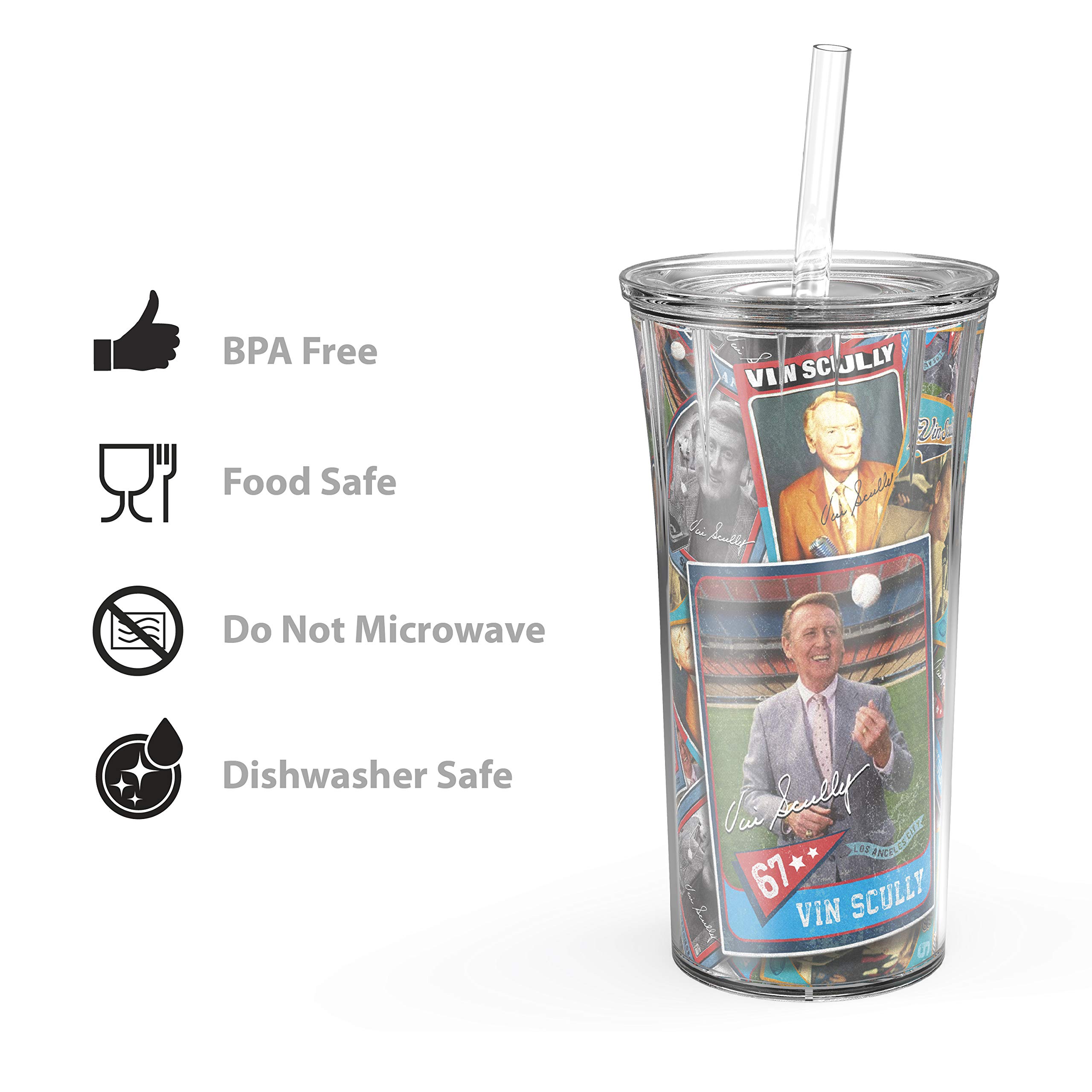 Foto 4 pulgar | Set De Vasos Con Pajita Zak Designs Vin Scully, 600 Ml, Dodger Baseball - Venta Internacional.