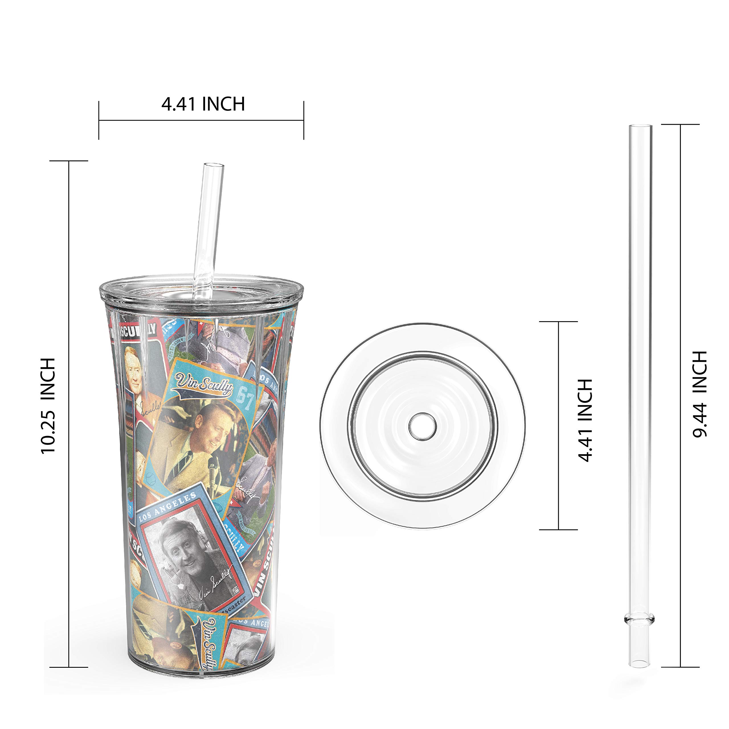 Foto 5 pulgar | Set De Vasos Con Pajita Zak Designs Vin Scully, 600 Ml, Dodger Baseball - Venta Internacional.